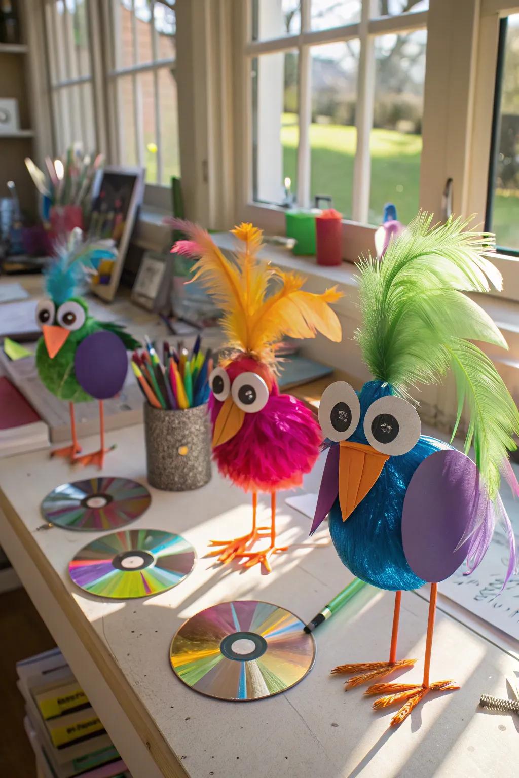 Bring old CDs to life with these delightful spring birds.