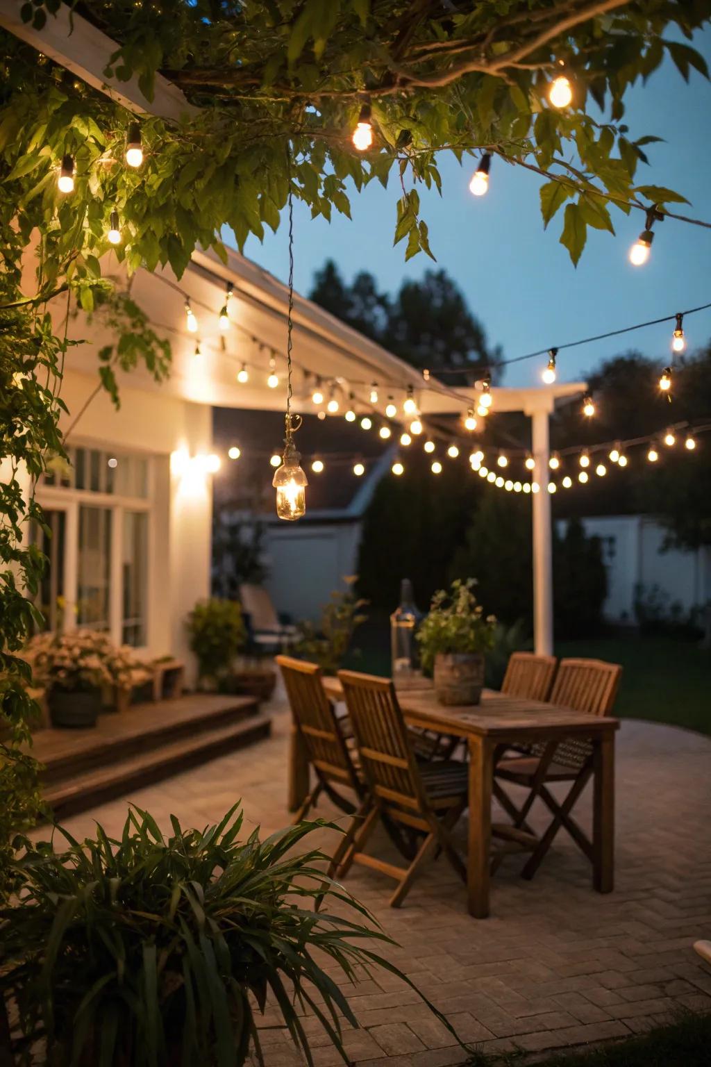 String lights add a magical glow to your outdoor space.