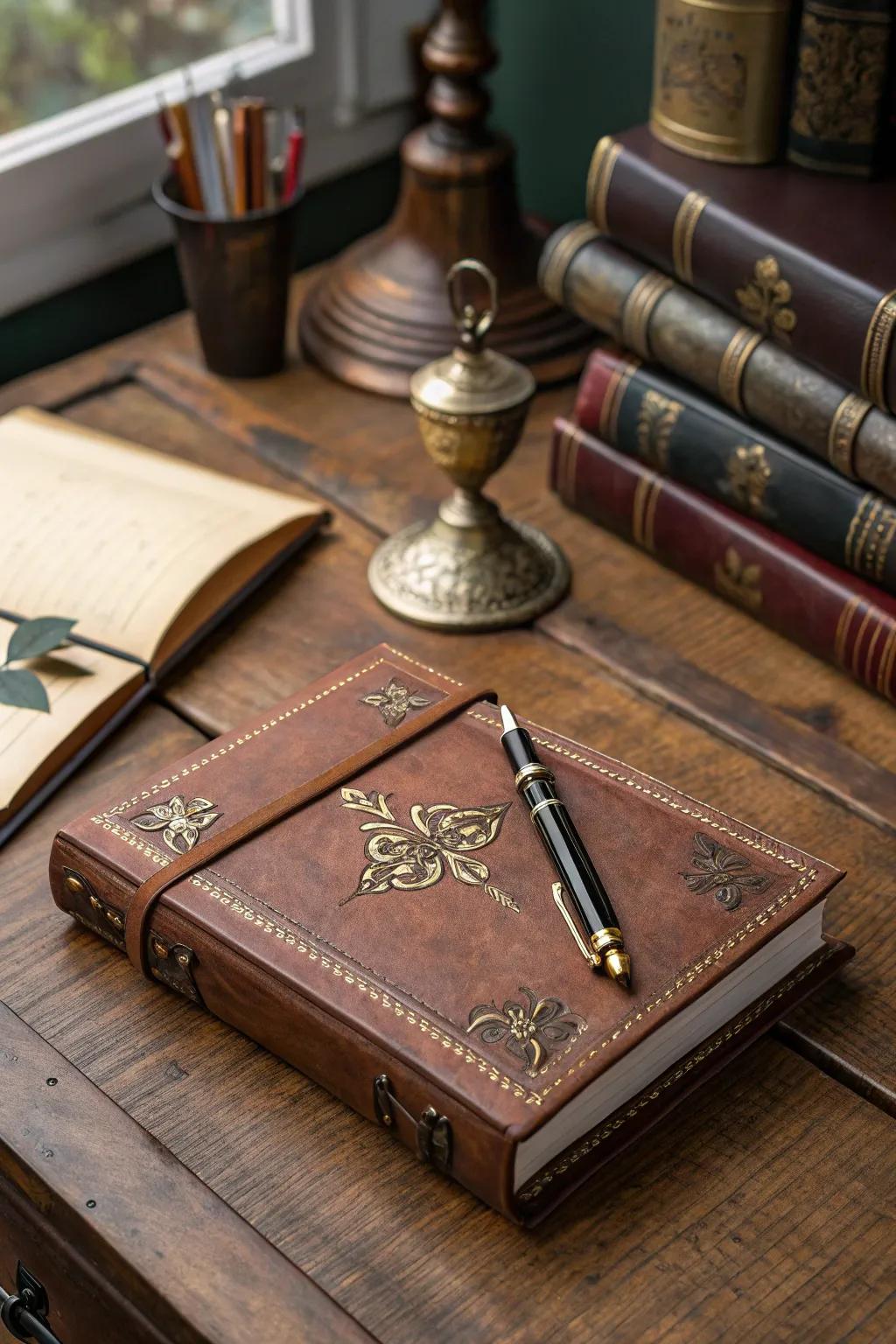 A leather journal to document new adventures