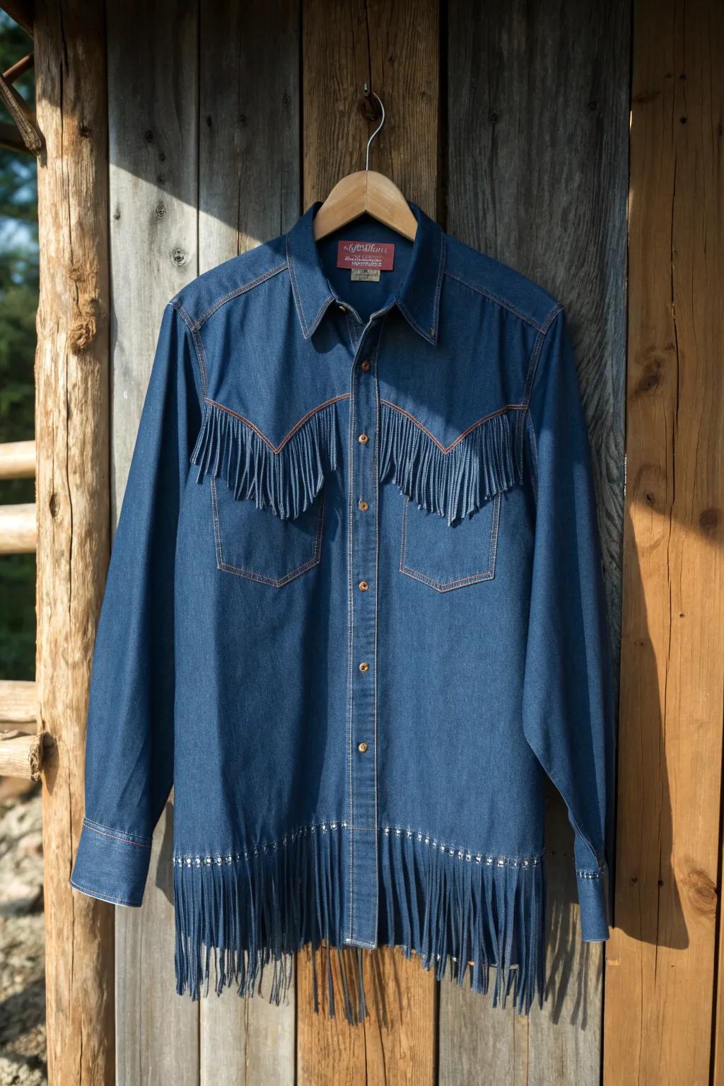 Elevate your summer style with a touch of rugged sophistication: the fringe hemline shirt.