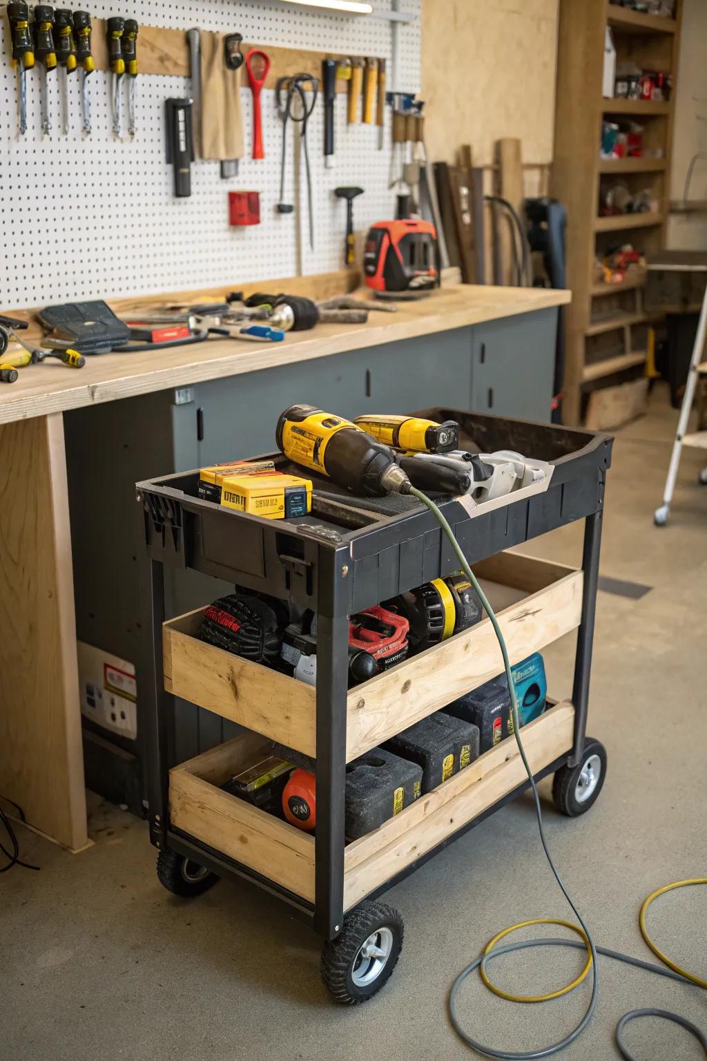 A versatile tool cart for the organized garage workshop.