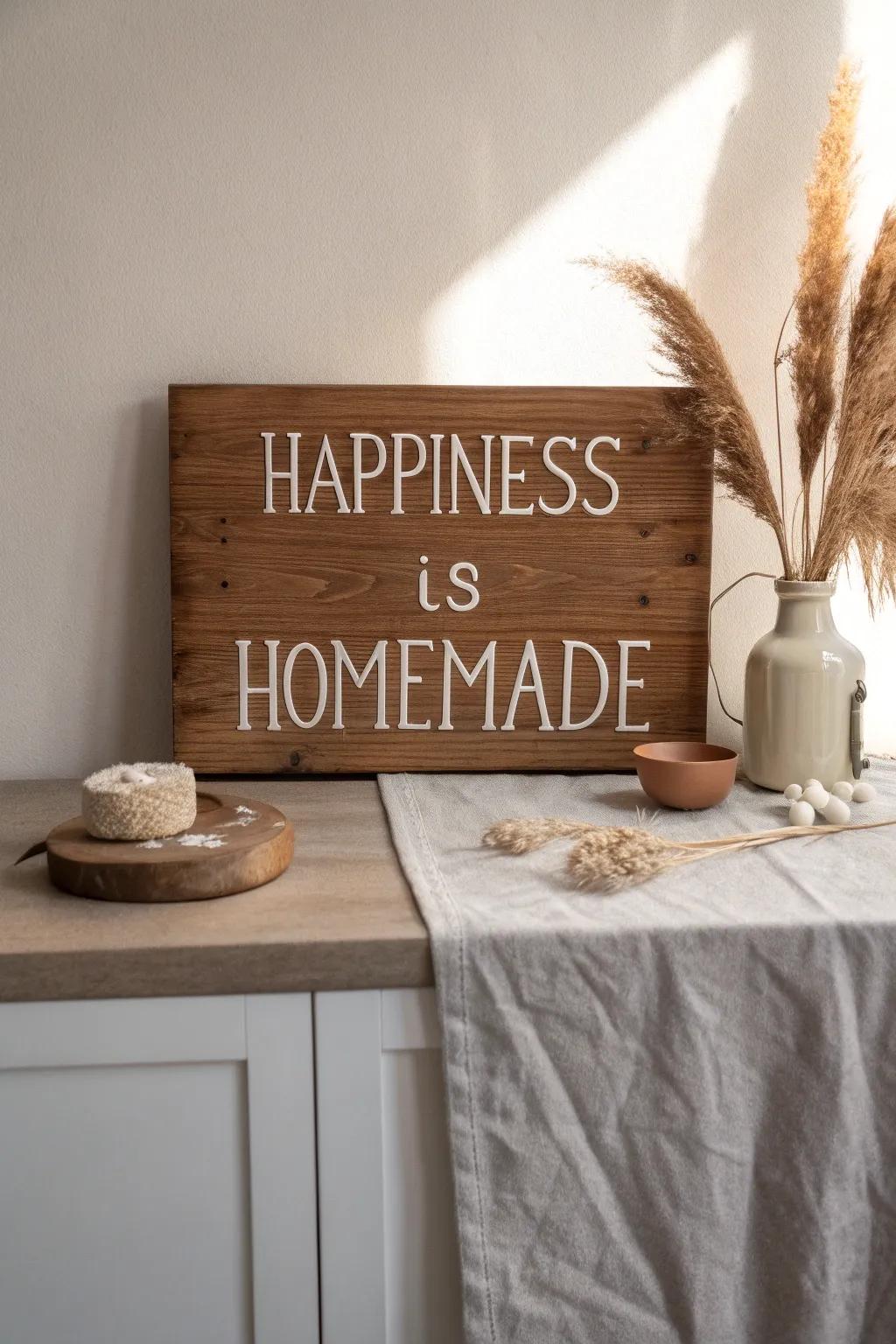 Embrace the joy of simplicity with a heartfelt reminder that happiness truly is homemade.