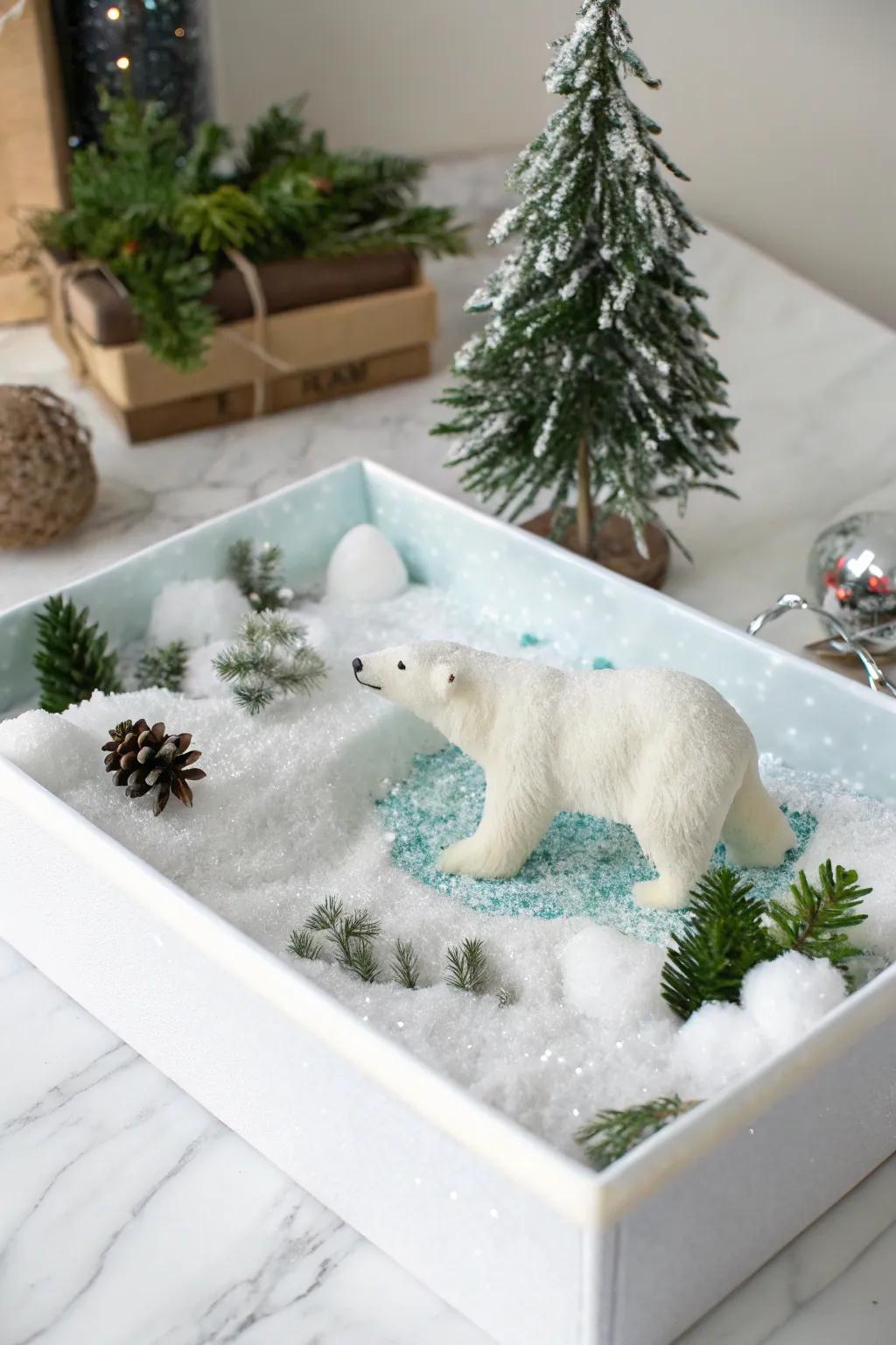 An arctic habitat that sparkles with icy wonder and charm.