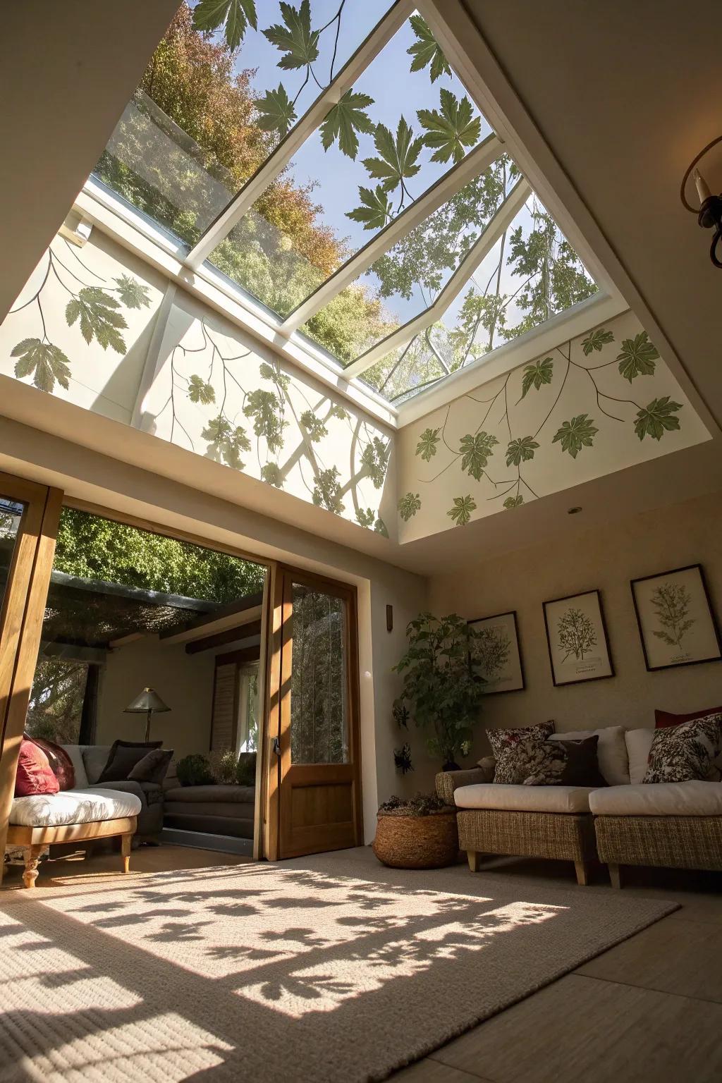 Infuse your space with nature's touch using leafy skylight patterns.