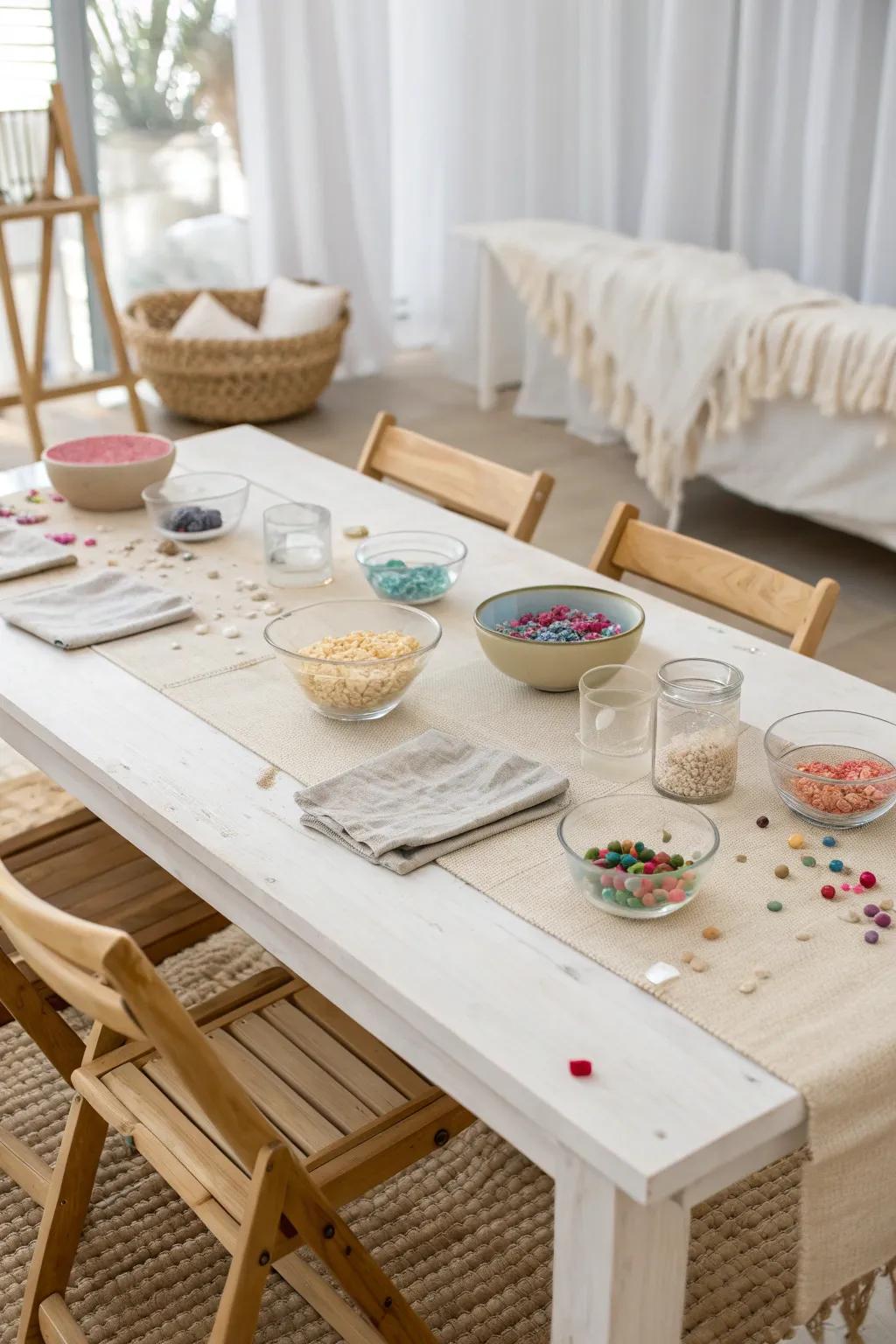 Crafting Together: A Beautifully Minimalist Slime Station for Creative Gatherings