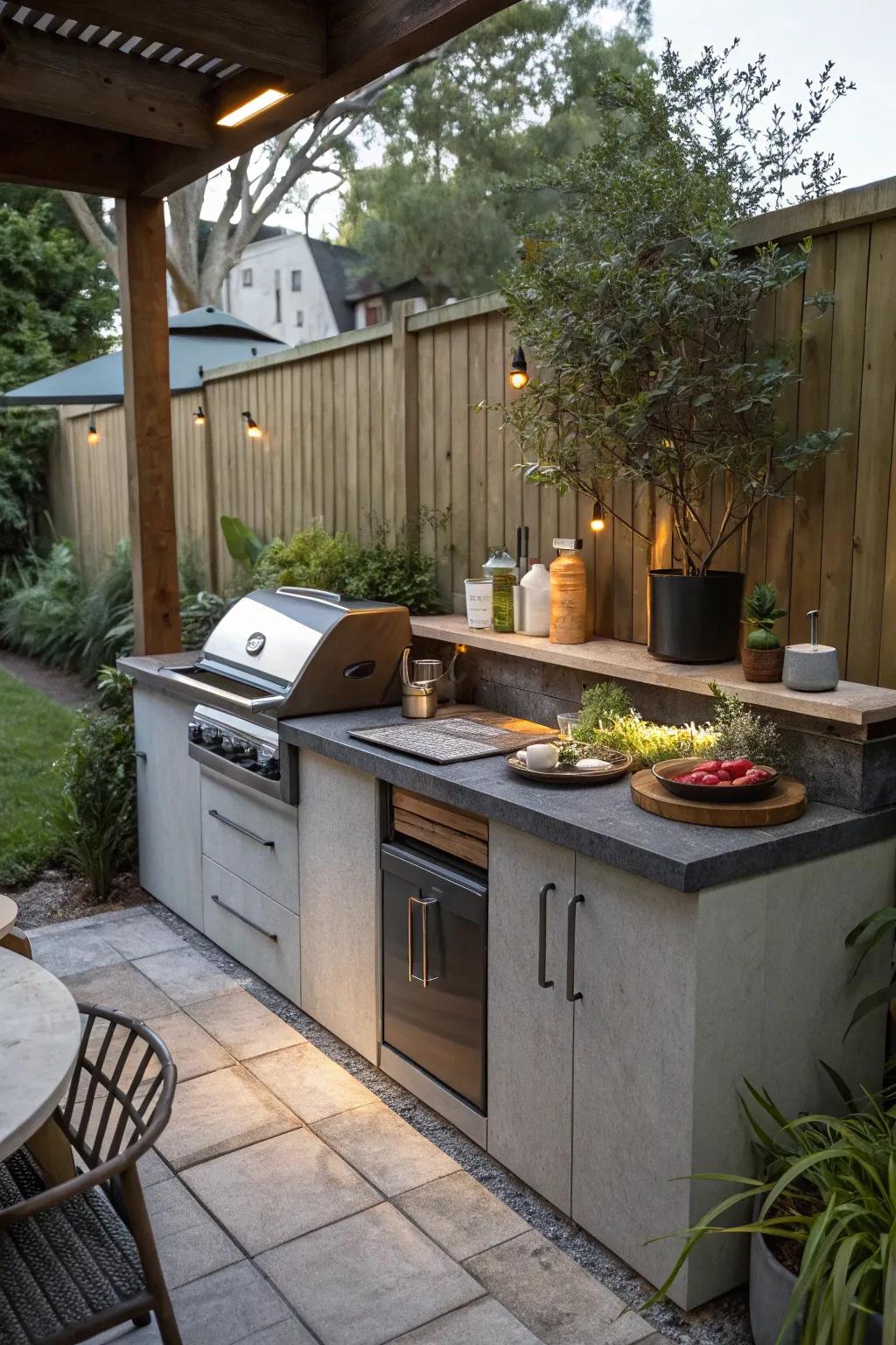 A smartly designed corner kitchen making the most of limited space.