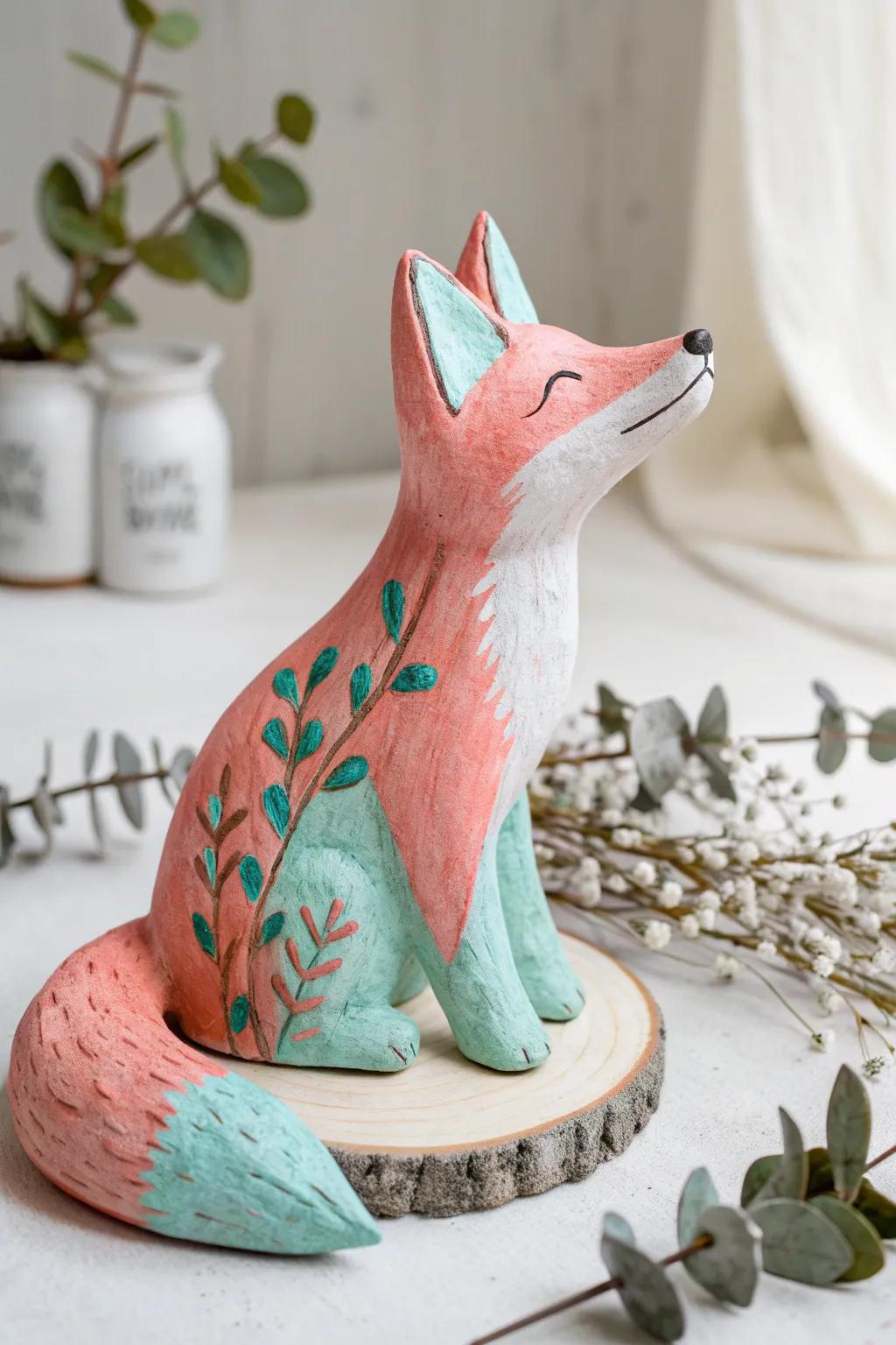 Bring a playful touch of spring to your decor with handcrafted clay animal figures.