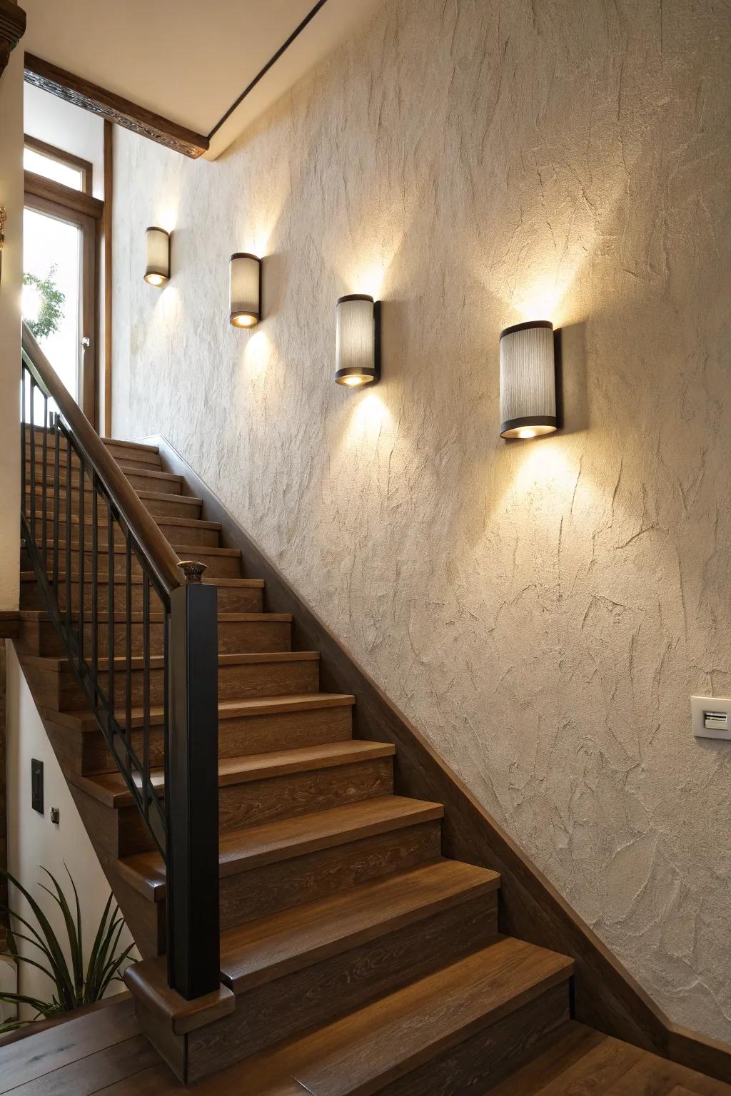 Wall sconces add a modern touch while preserving classic elegance.