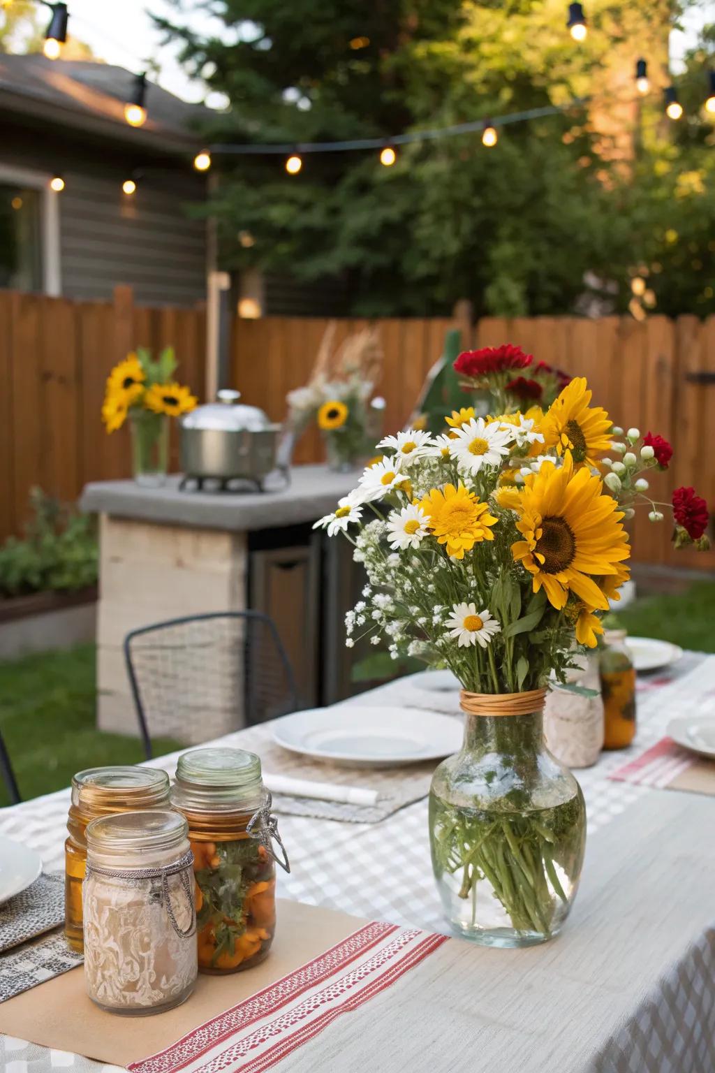 Seasonal flower arrangements bring natural beauty to your table.