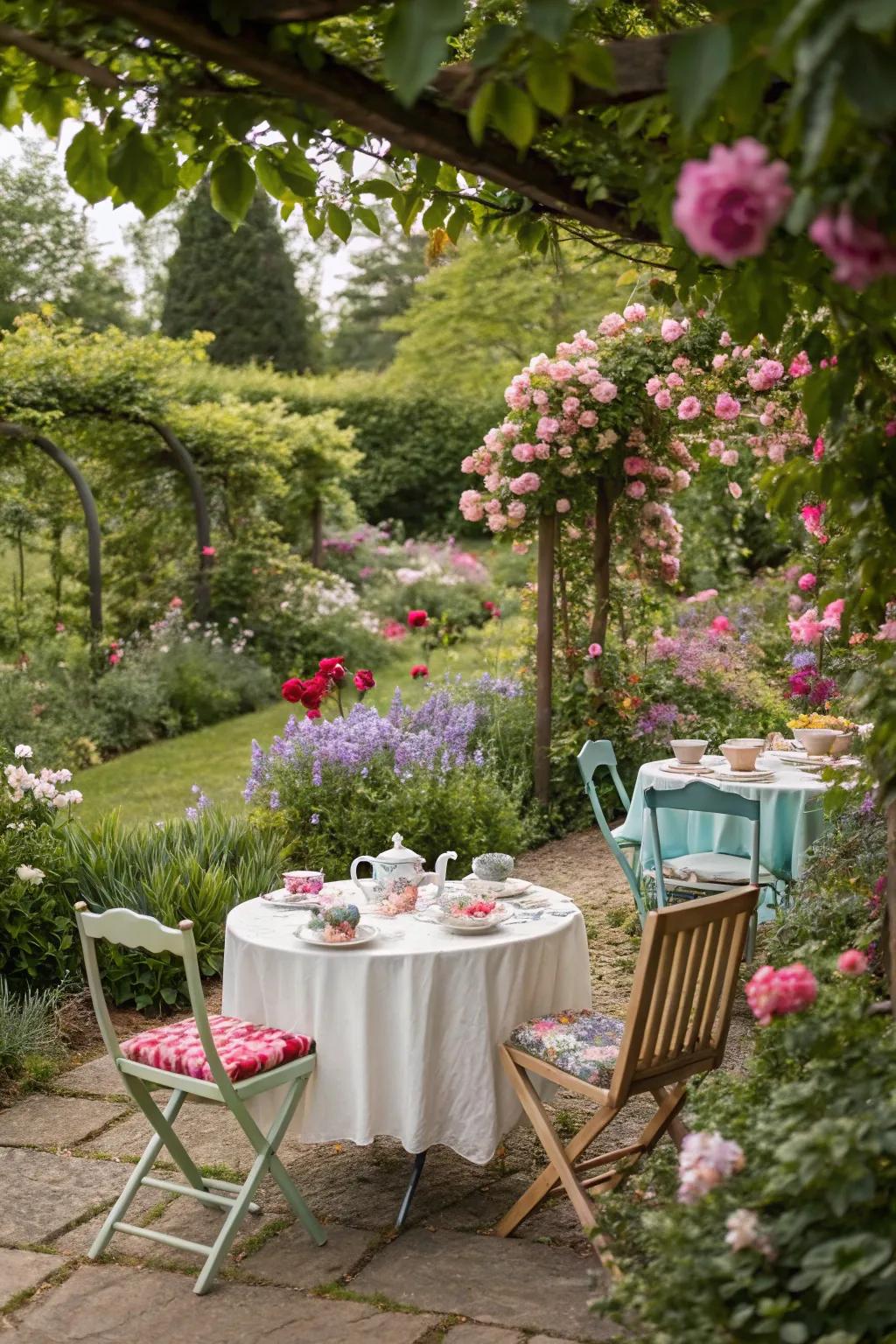 A garden venue adds natural beauty to your tea party.