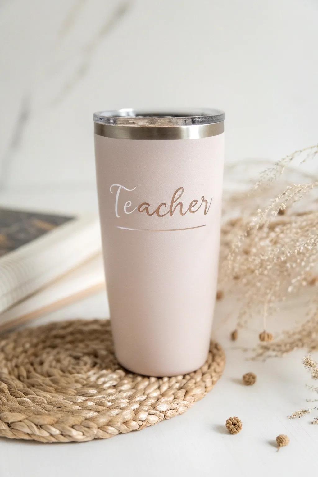Add a personalized touch to your favorite teacher's day with a beautifully crafted ceramic tumbler.