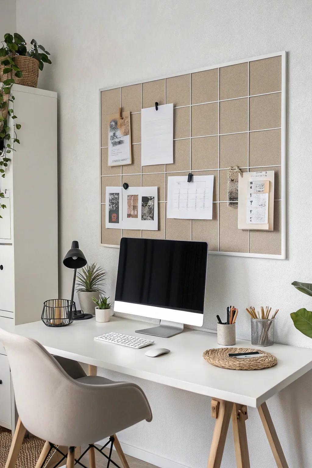 Stay focused and organized with a minimalist bulletin board design.