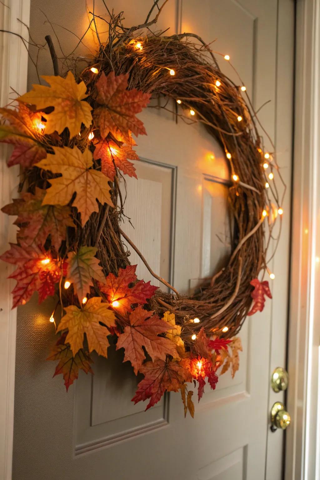 A rustic wreath to welcome the Thanksgiving season.