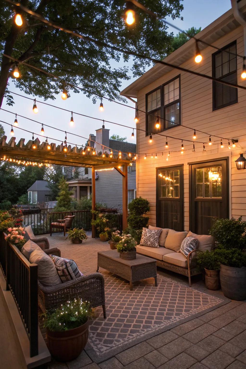 String lights bring a magical ambiance to your patio.