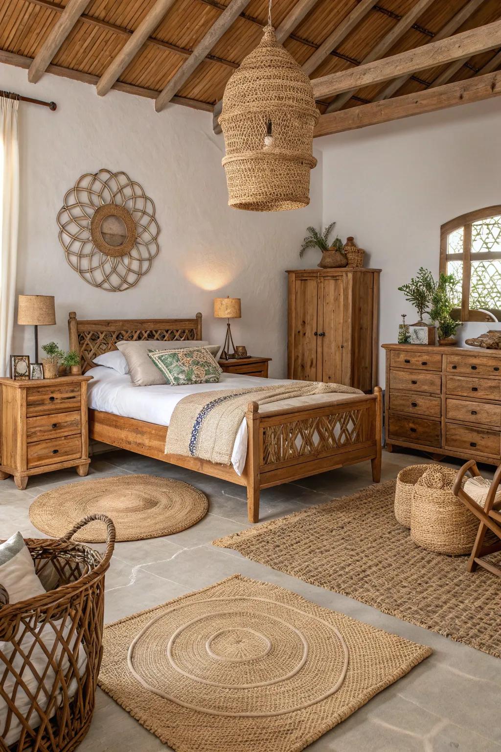 Natural materials enhance the tribal aesthetic with their raw beauty.