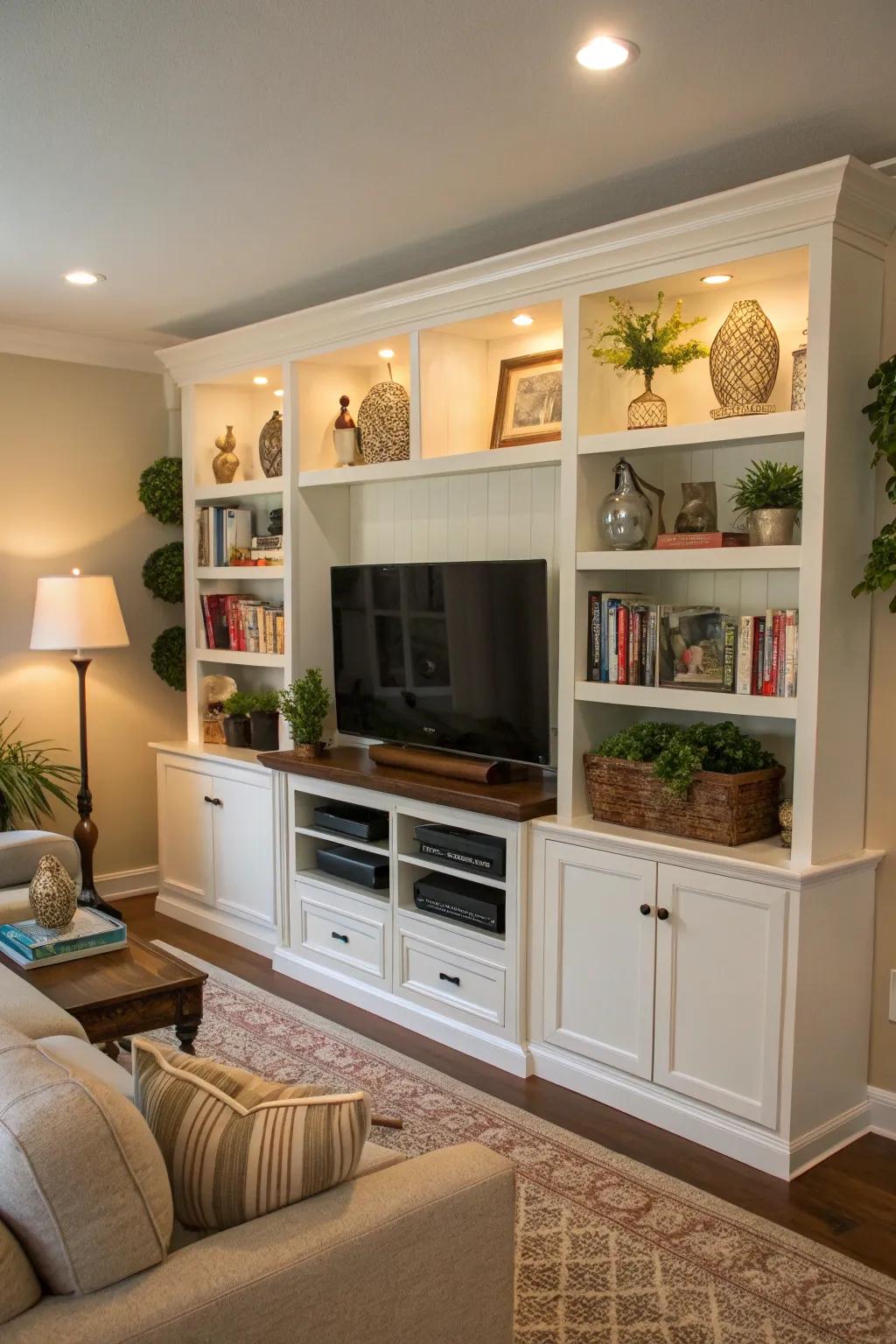 Custom built-ins offer a seamless and organized solution for your TV.