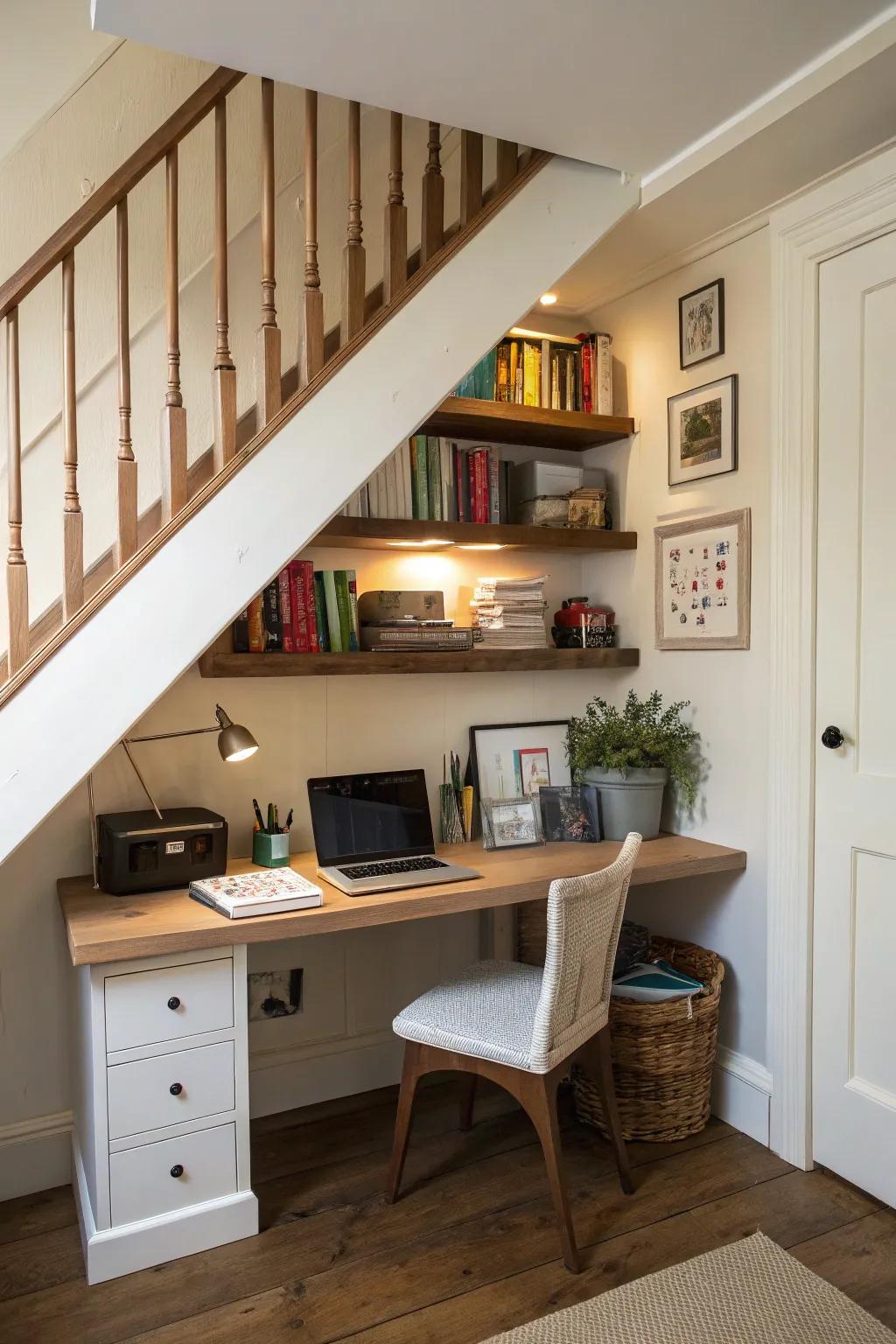 A cozy home office corner that makes working from home a breeze.