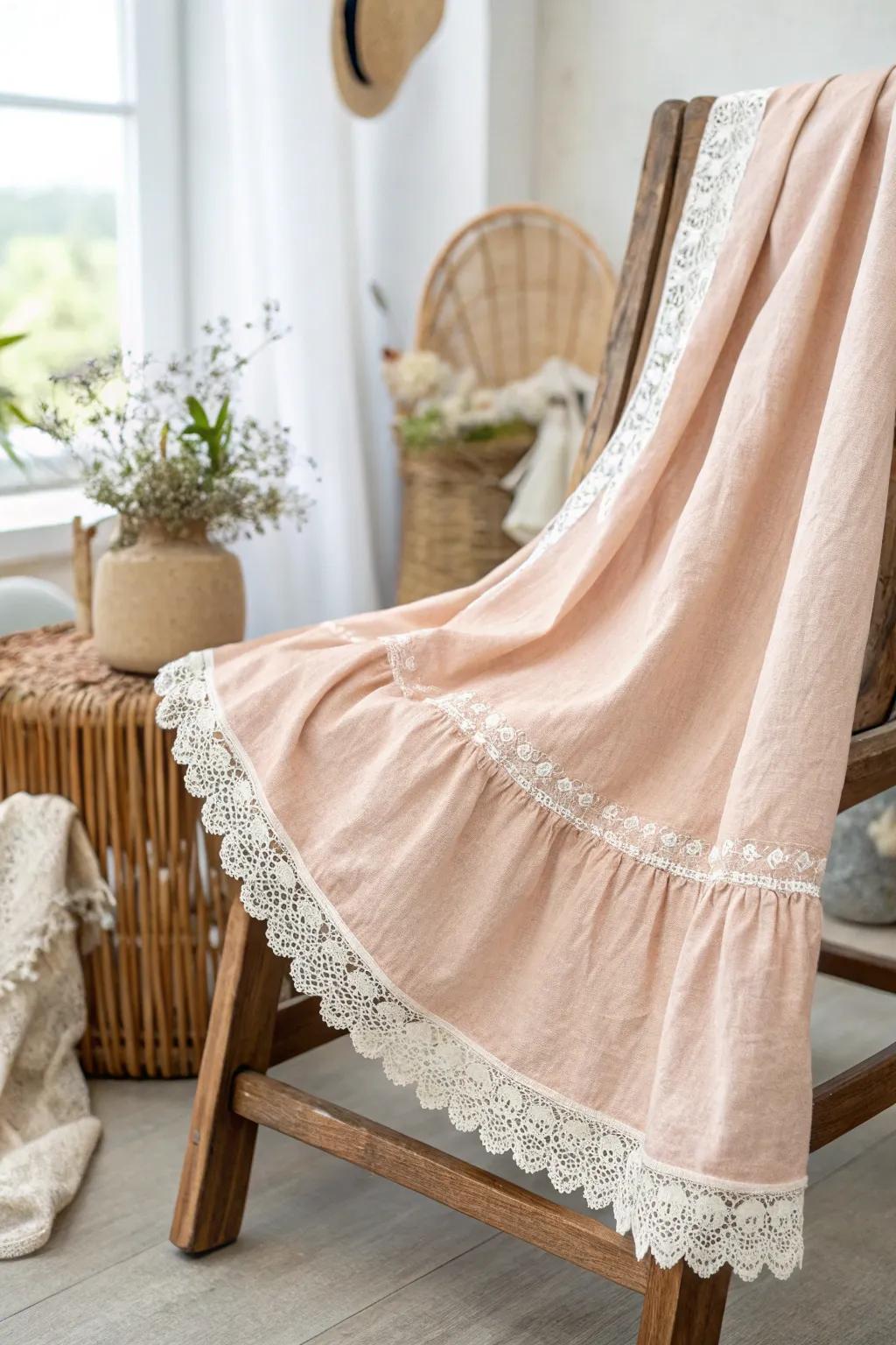 Transform your thrifted skirt with a touch of lace magic, turning simplicity into elegance.