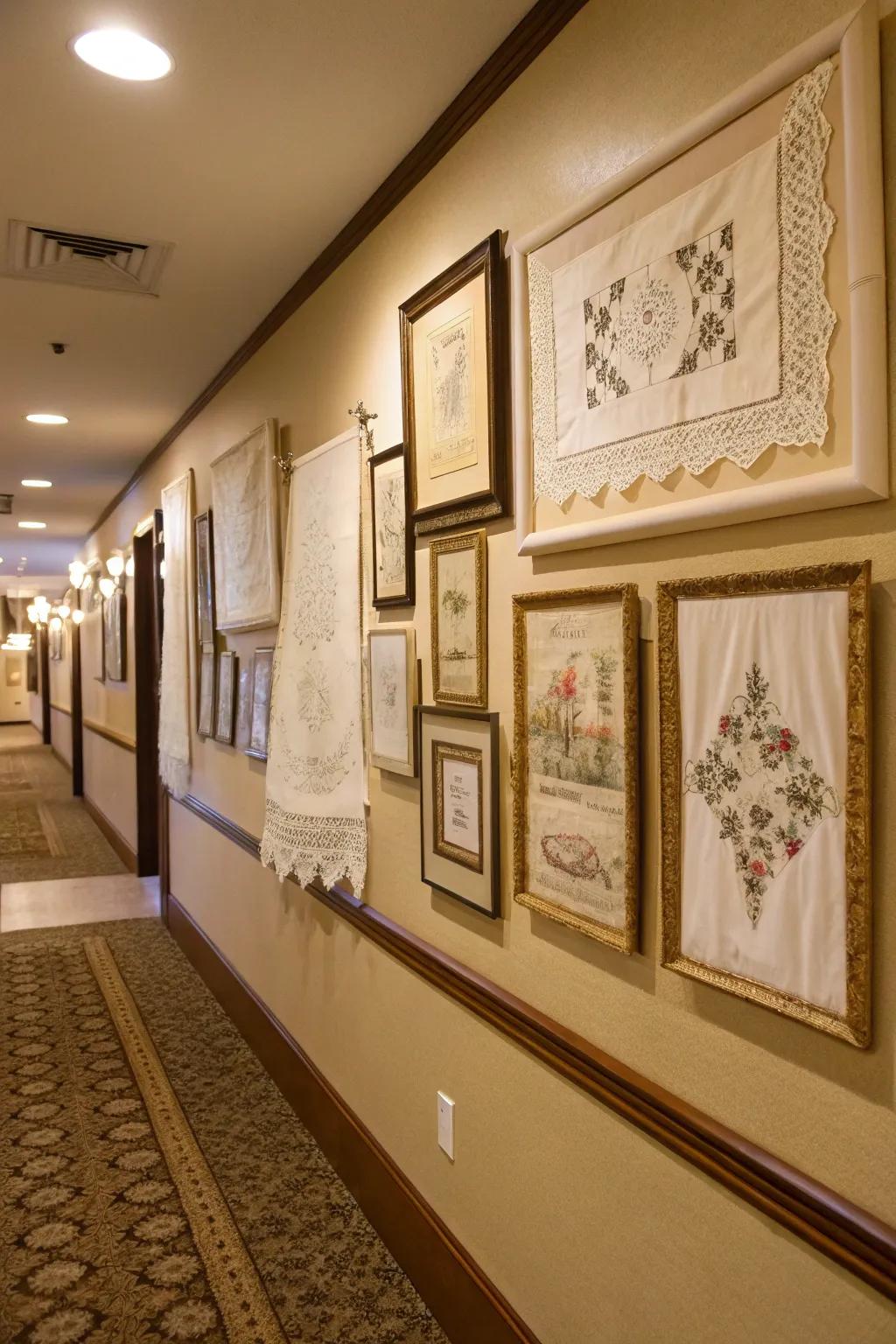 Frame the beauty of vintage linens as timeless art pieces.