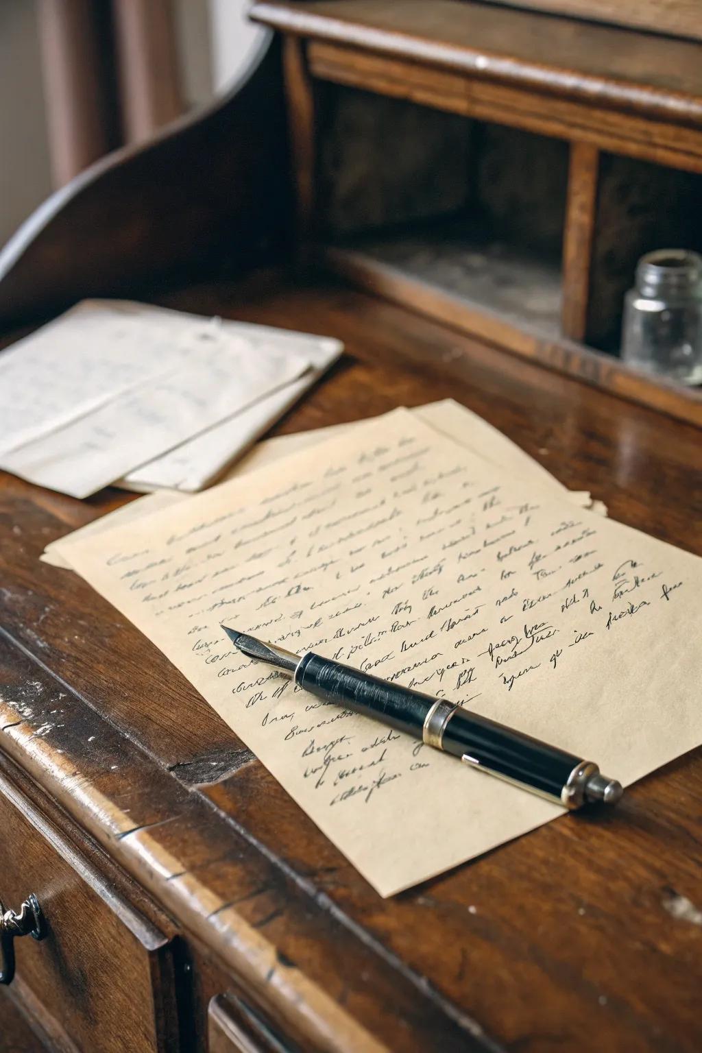 A handwritten letter, a timeless and heartfelt gesture of love.