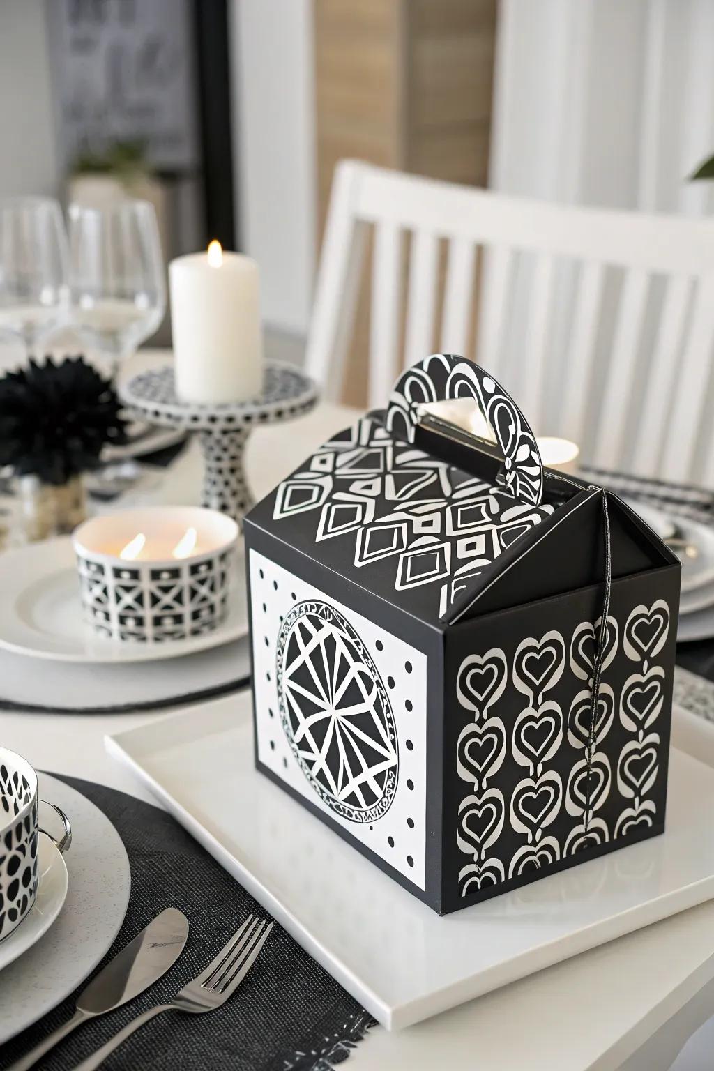 A chic monochrome box adds a touch of elegance to your Valentine's Day.