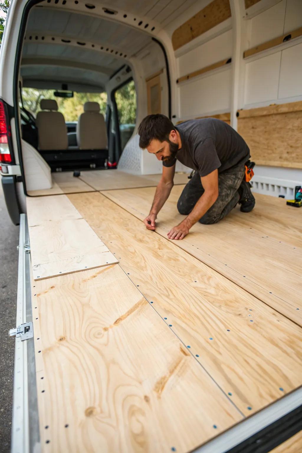 Master the Art of Comfort: Insulate and Lay Your Van's Subfloor with Precision.