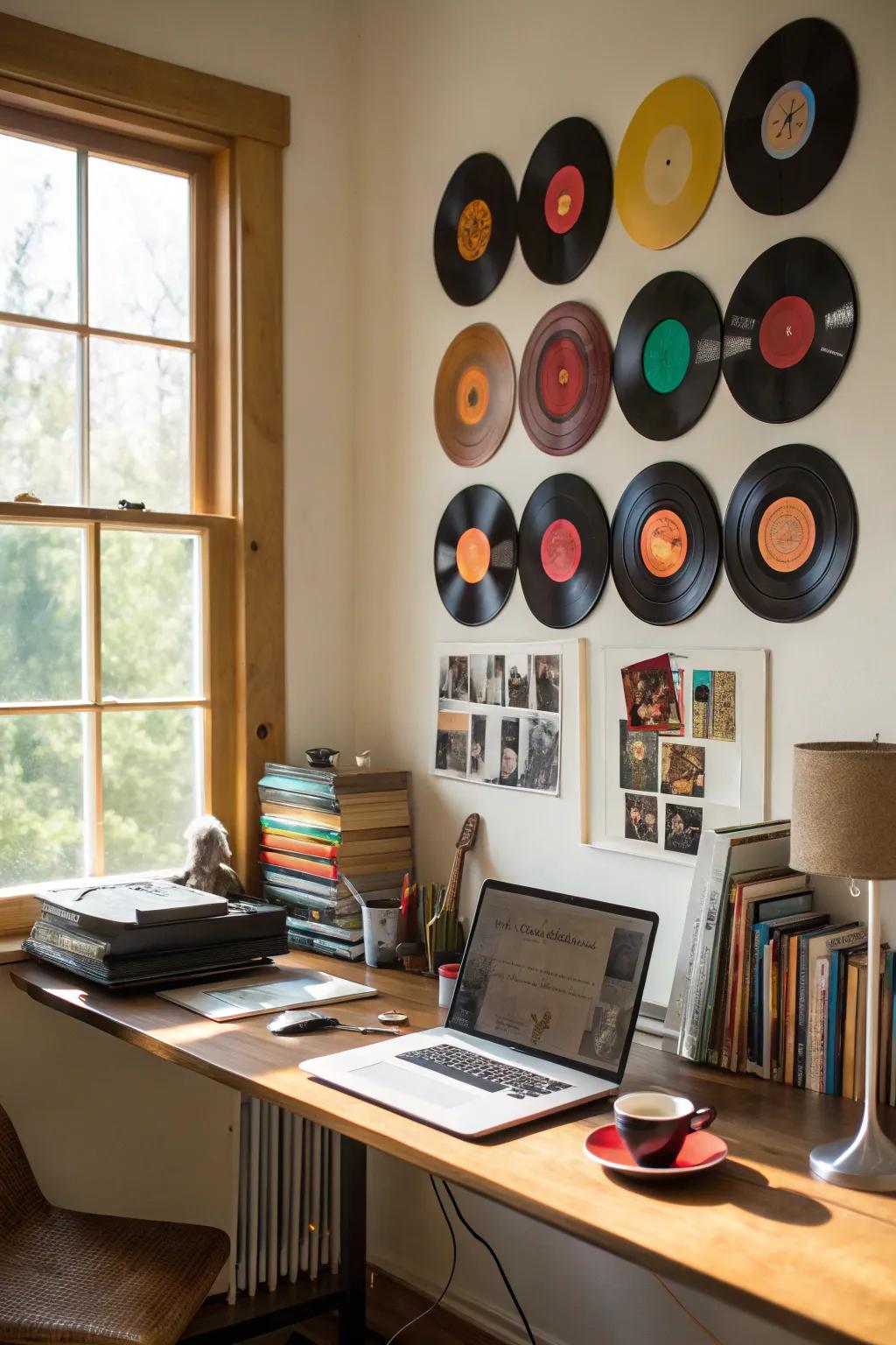 Brighten up your office with colorful record label displays.