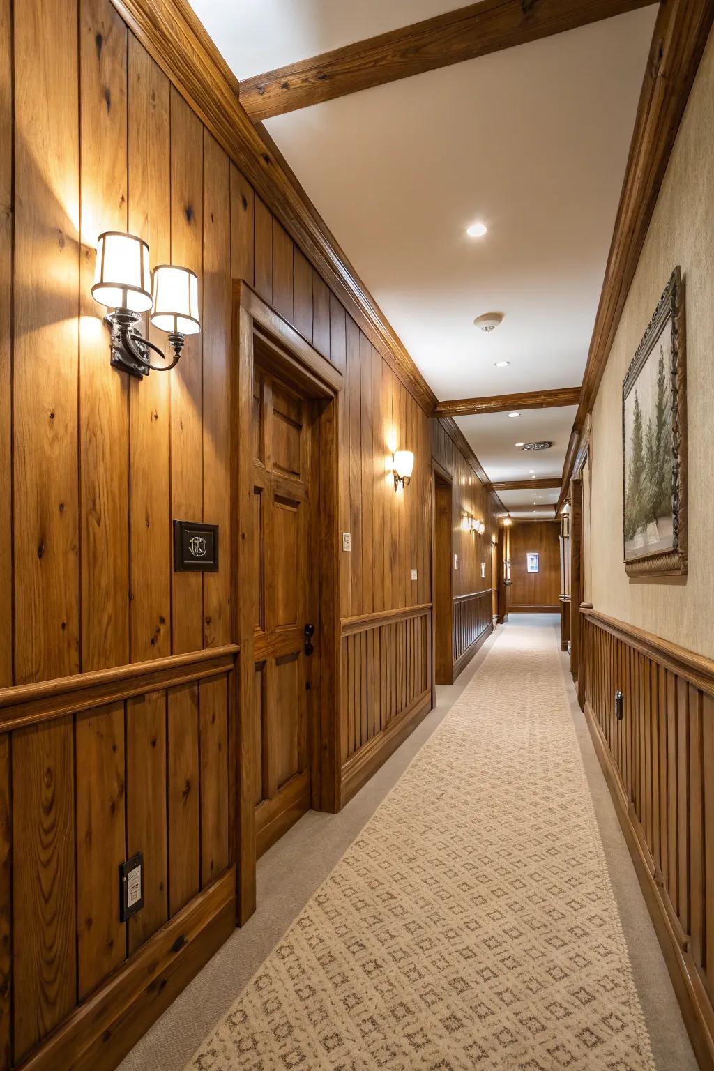 Rustic wood wainscoting adds warmth and character to your home.