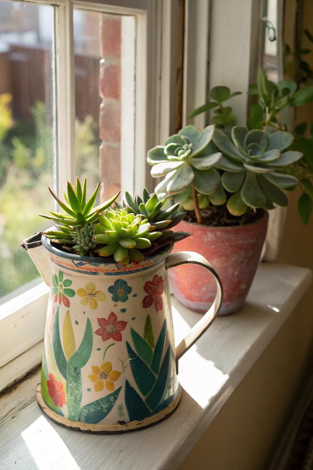 Eco-friendly chic planters using water jugs.