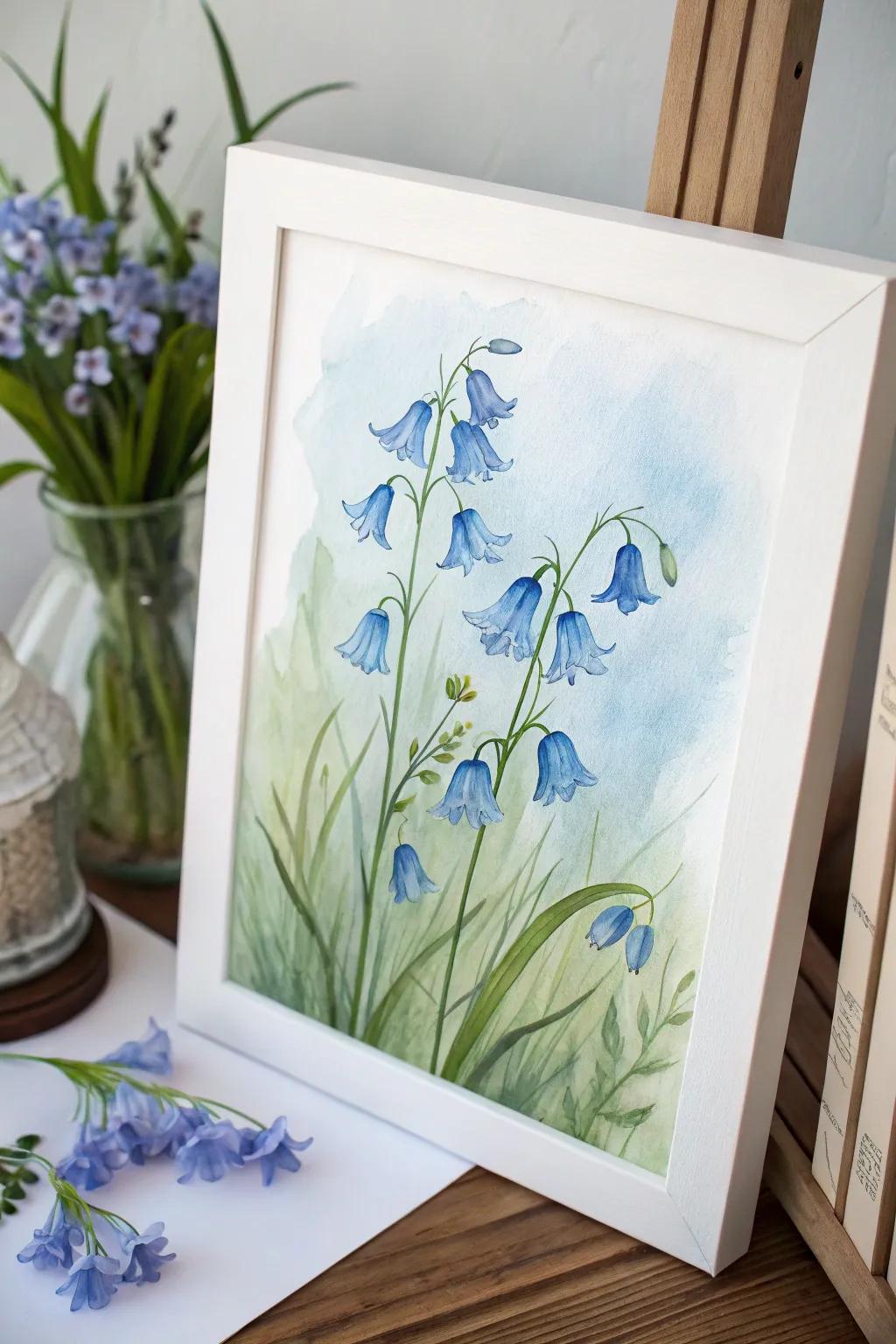 Find peace with this calming watercolor painting of bluebells.