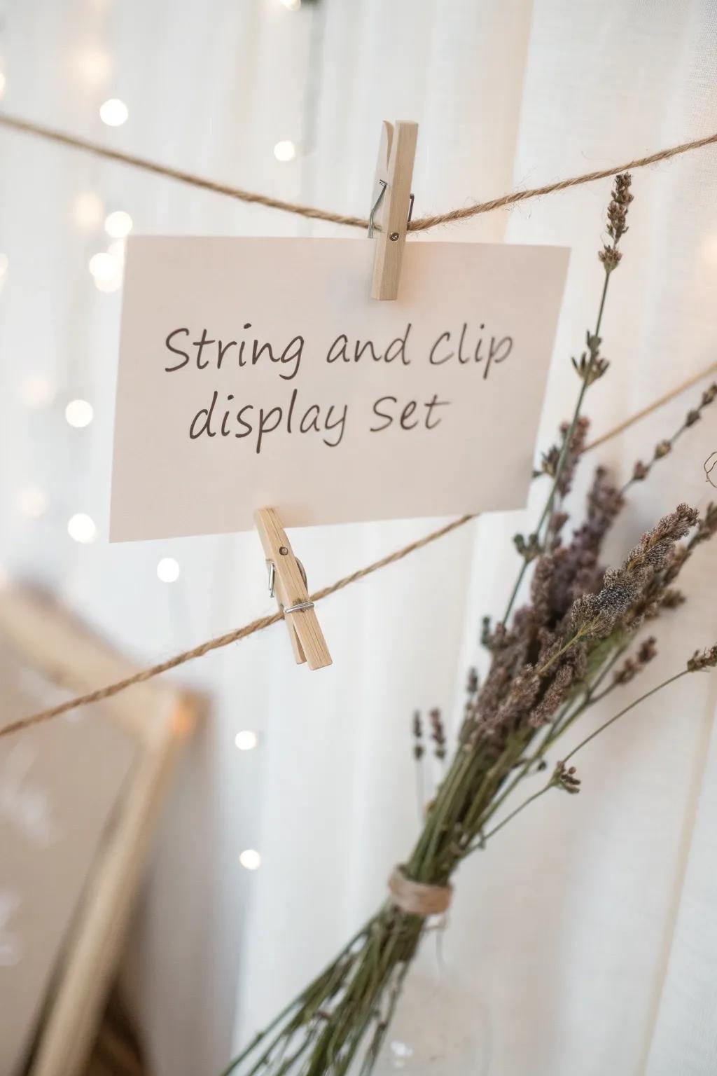 Capture well-wishes with a touch of elegance using a string and clip display.