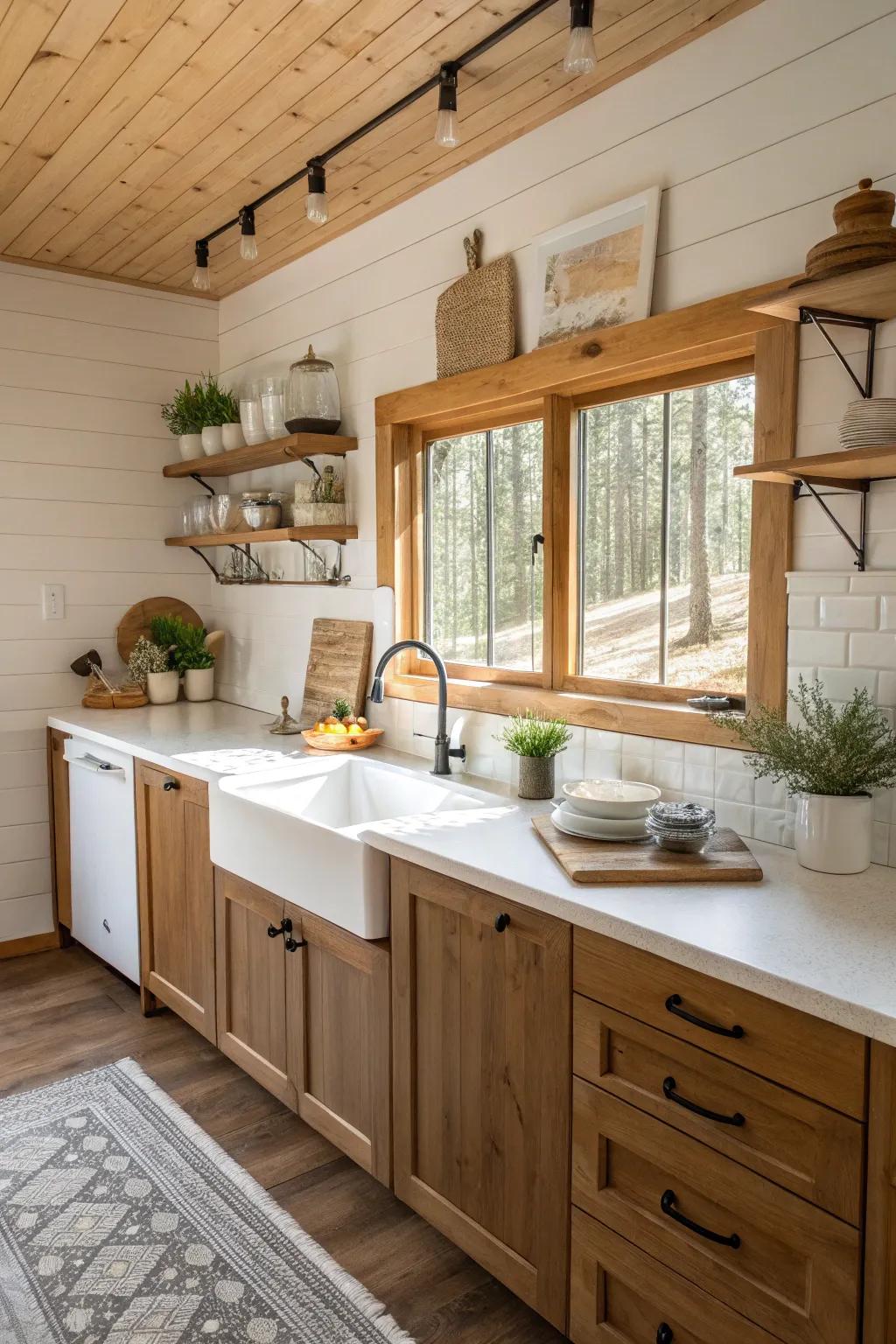 White laminate countertops provide a budget-friendly yet stylish option.