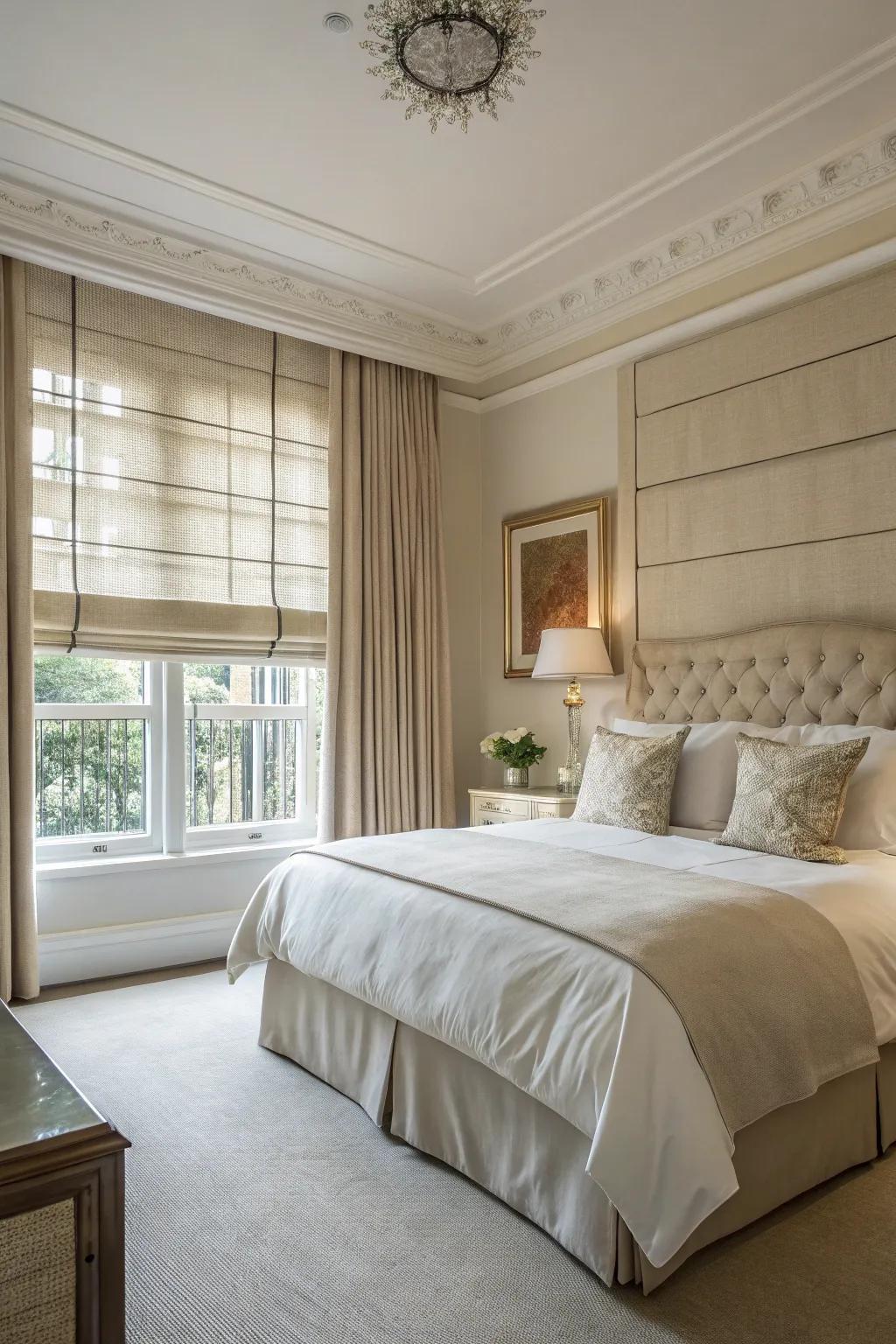 Roman blinds add a touch of classic elegance to any room.