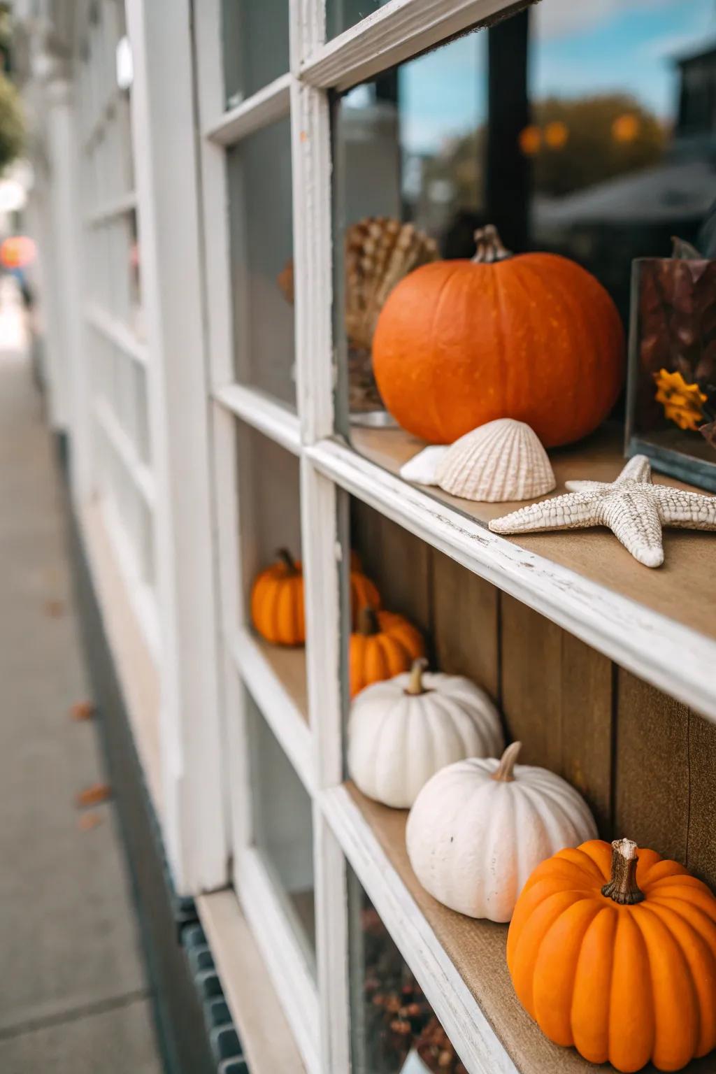 Rotate seasonal decor on your window shelf for year-round freshness.