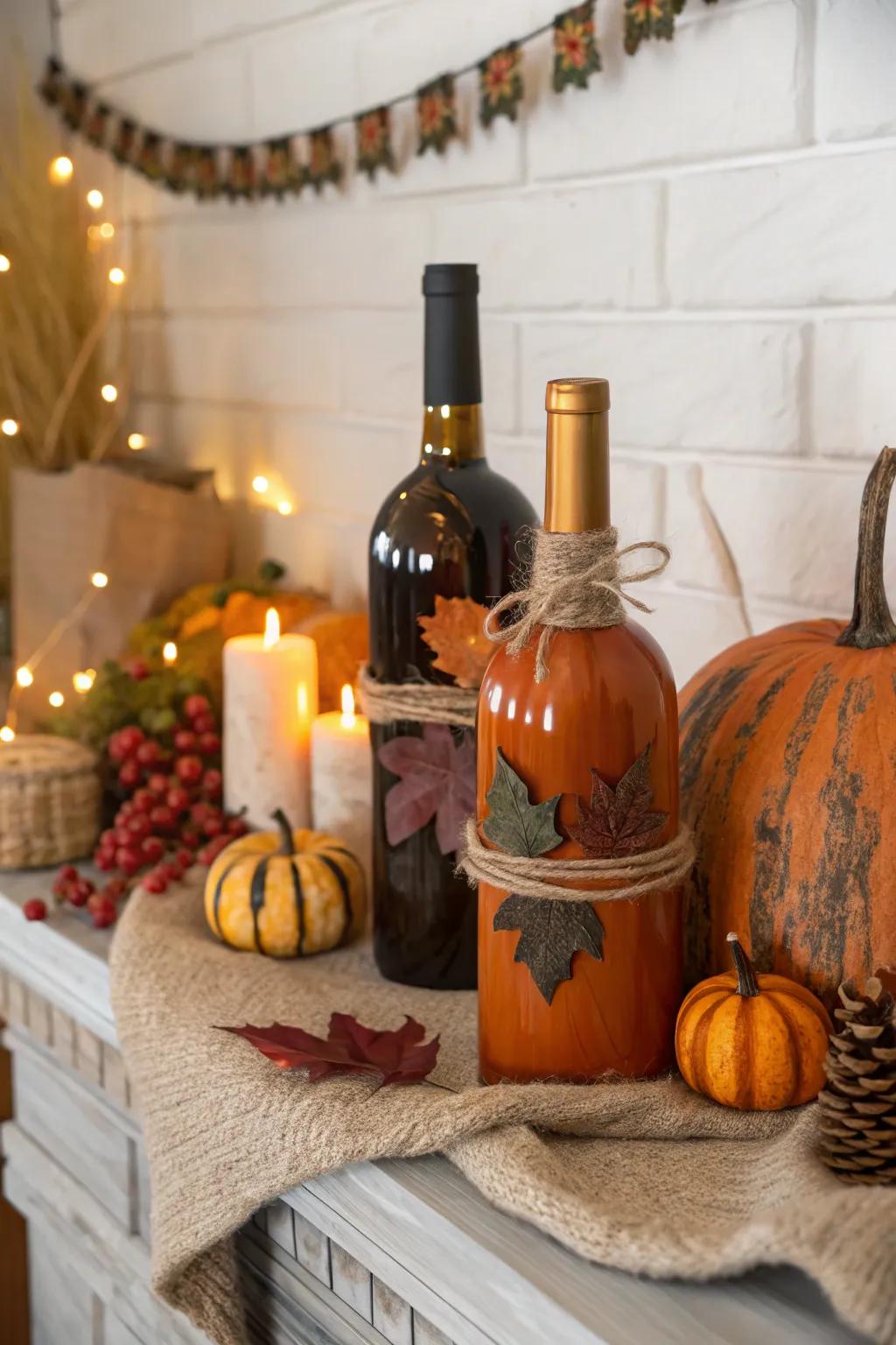 Bring autumn indoors with pumpkin-themed bottles.