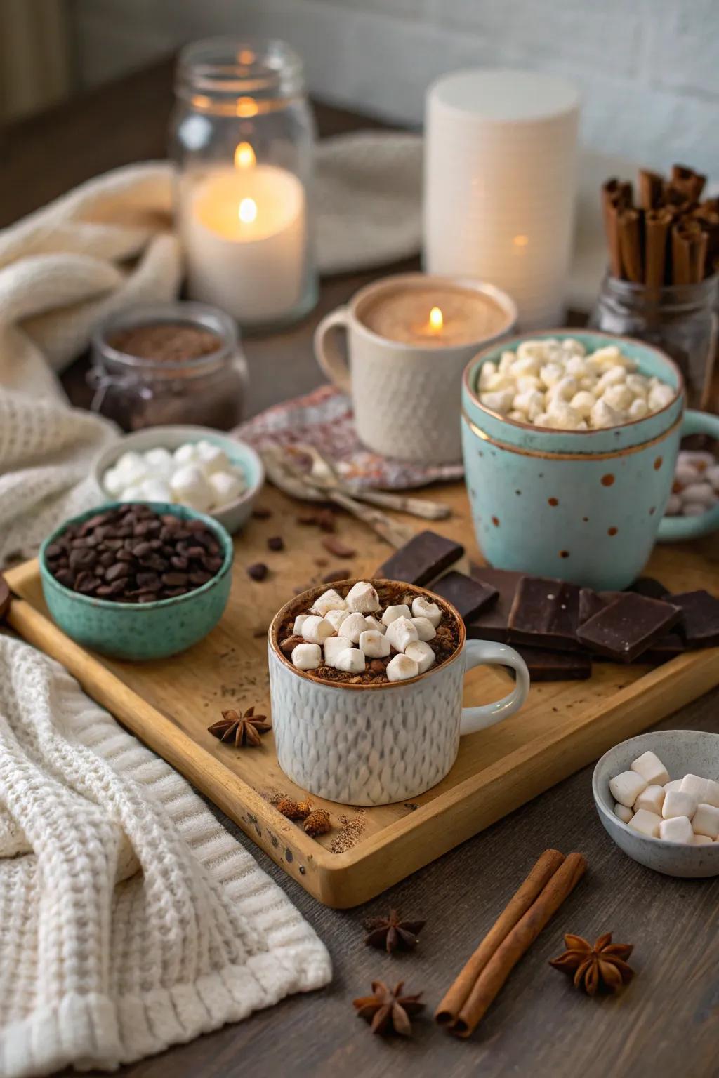 A hot cocoa bar is the perfect winter birthday treat.