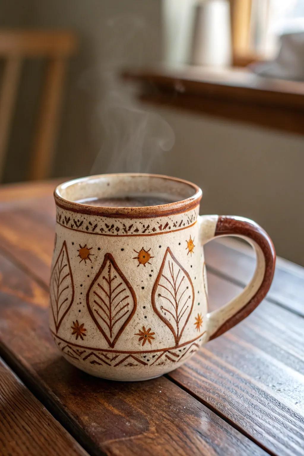 Sip joyfully with a handcrafted mug.