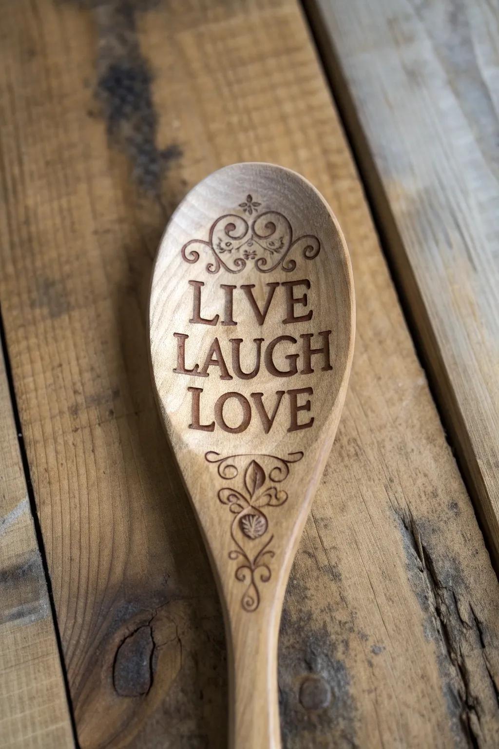 Find inspiration in the simple elegance of a wood-burned spoon, where craftsmanship meets motivation.