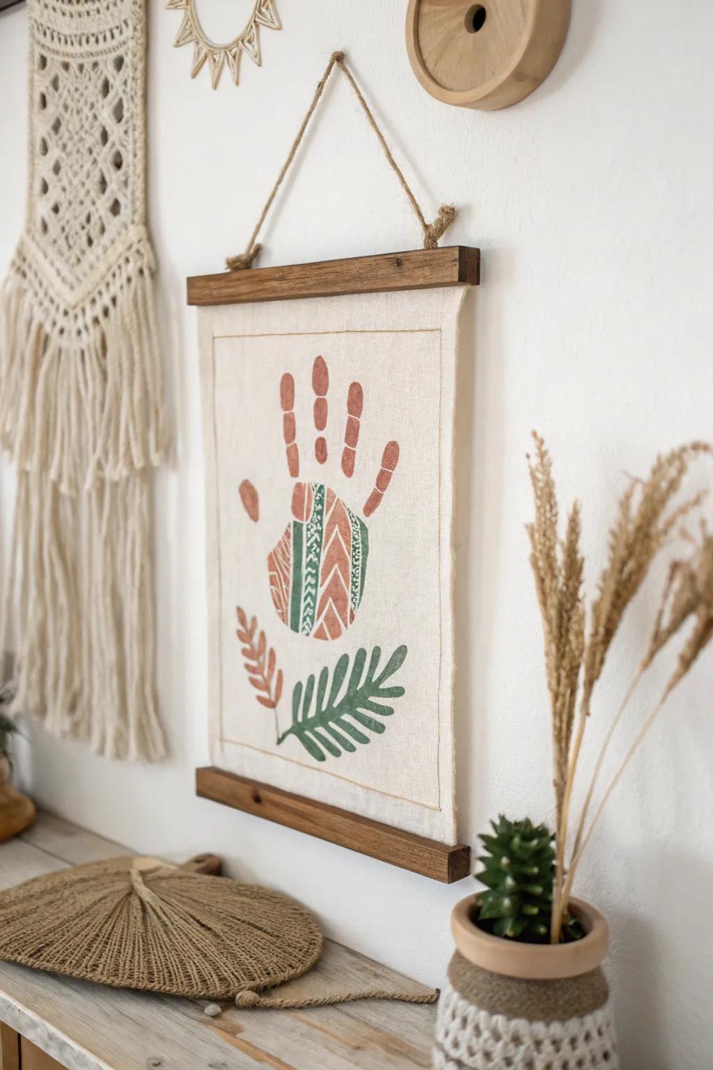 Craft your mark: A minimalist handprint art piece that speaks volumes in simplicity and beauty.