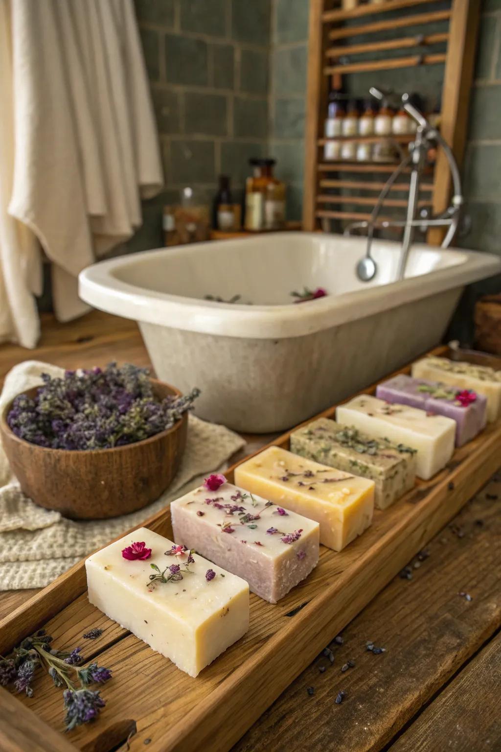 Handcrafted soaps offer a touch of luxury with natural ingredients.