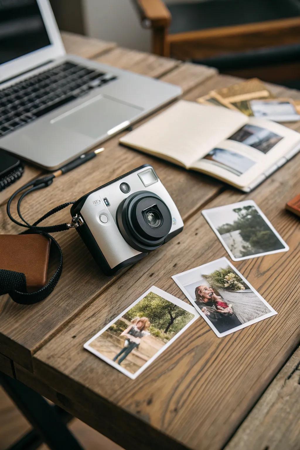 An instant camera captures life's moments in an instant, creating lasting memories.