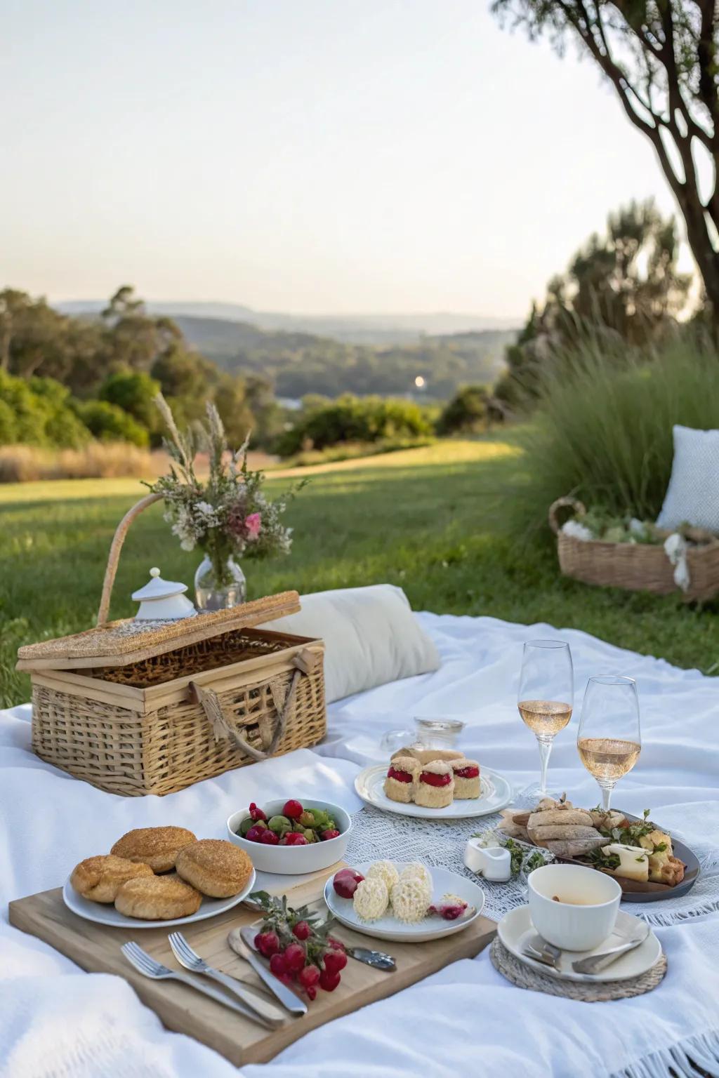 Indulge in a luxurious outdoor picnic with friends.