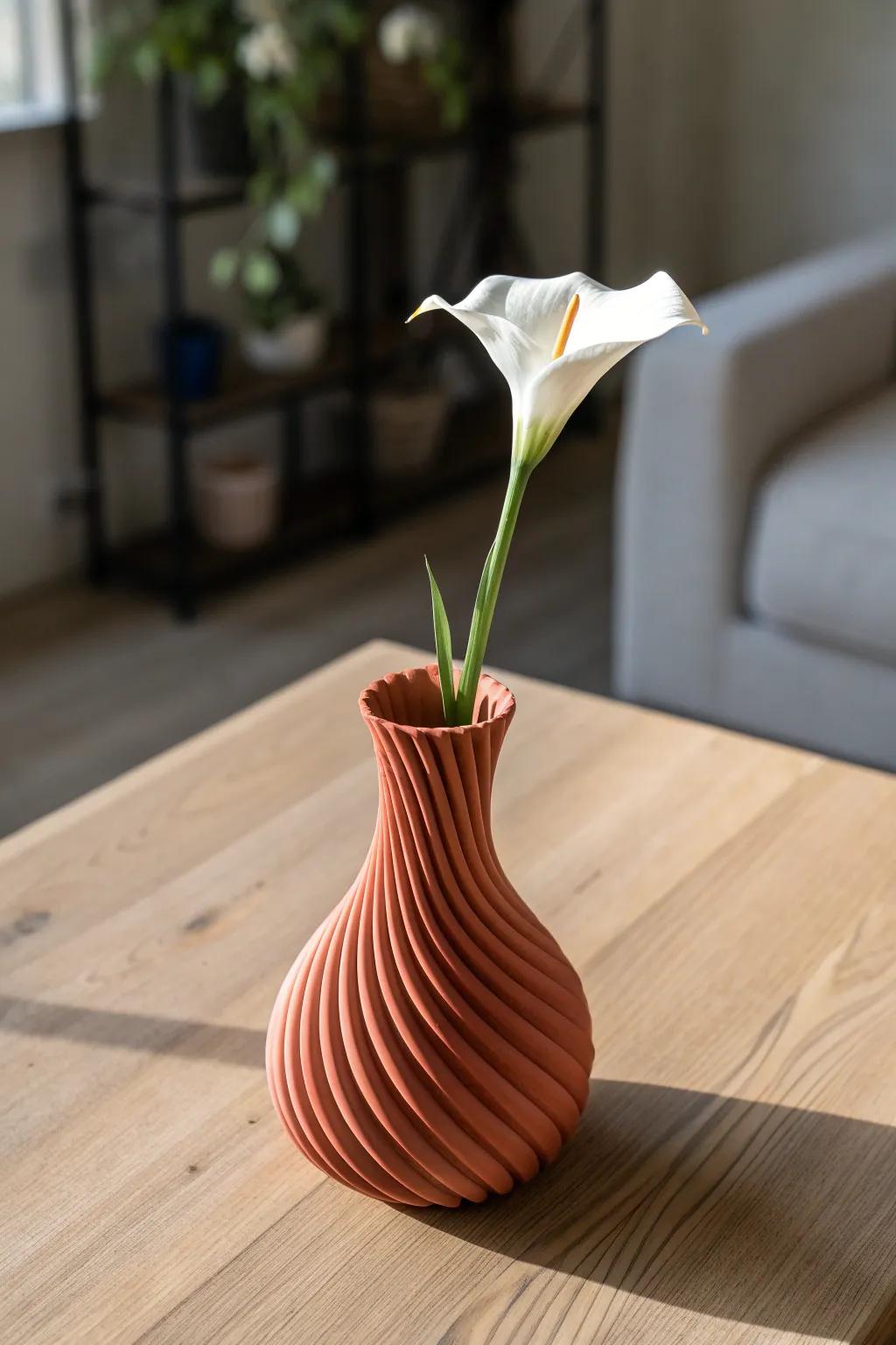 Elevate mom's space with a uniquely crafted 3D printed vase—where minimalist design meets bold elegance.