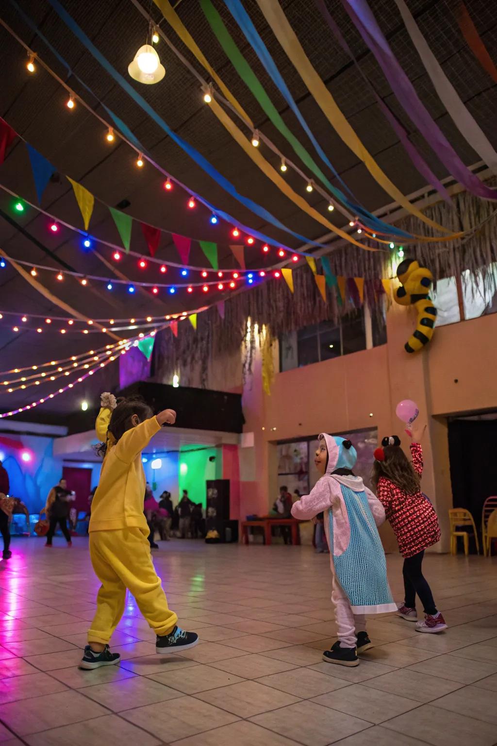 A lively dance party with kids enjoying every beat.