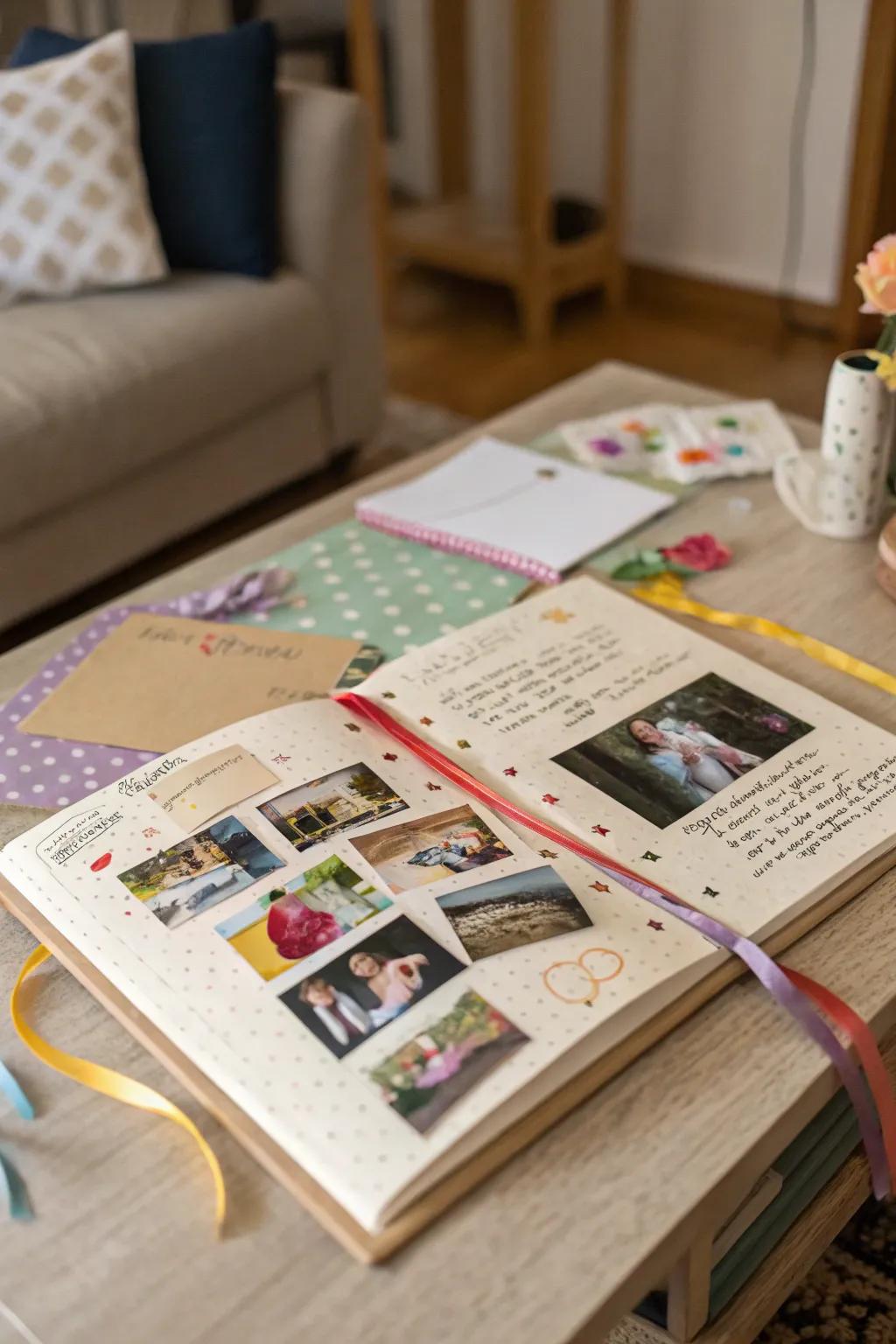 A handmade scrapbook celebrating a lifetime of memories.