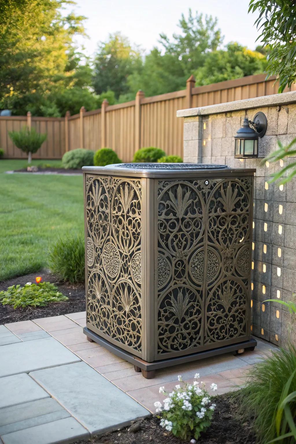 Turn your AC unit into art with decorative metalwork covers.