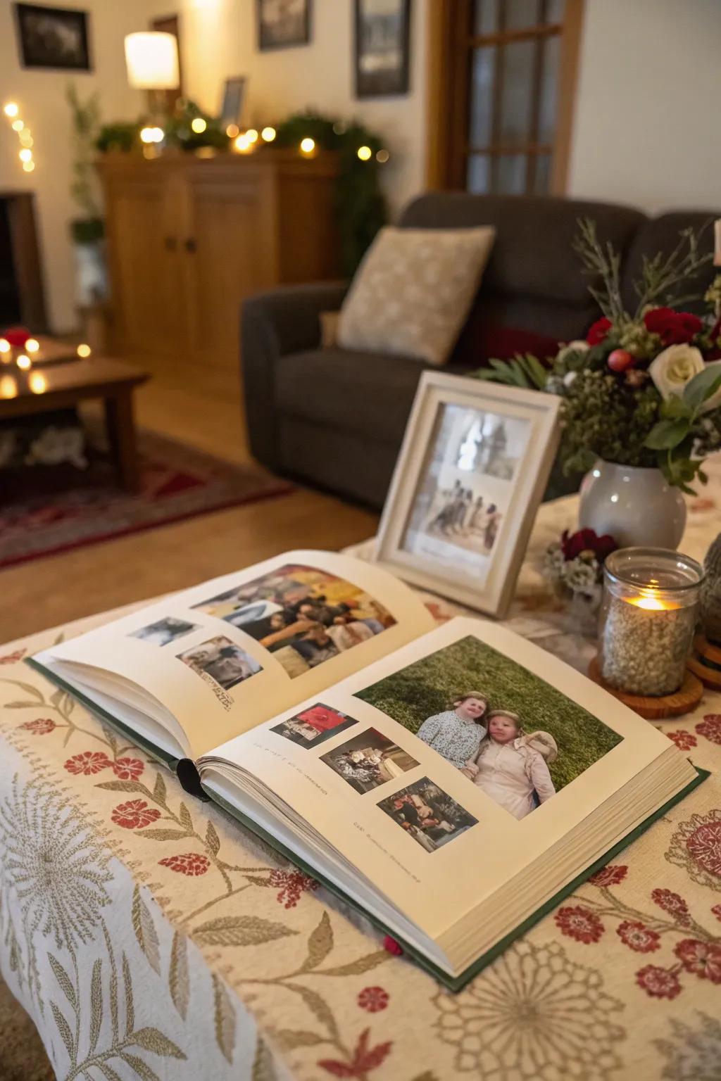 Turn an old book into a heartfelt photo album for family gatherings.