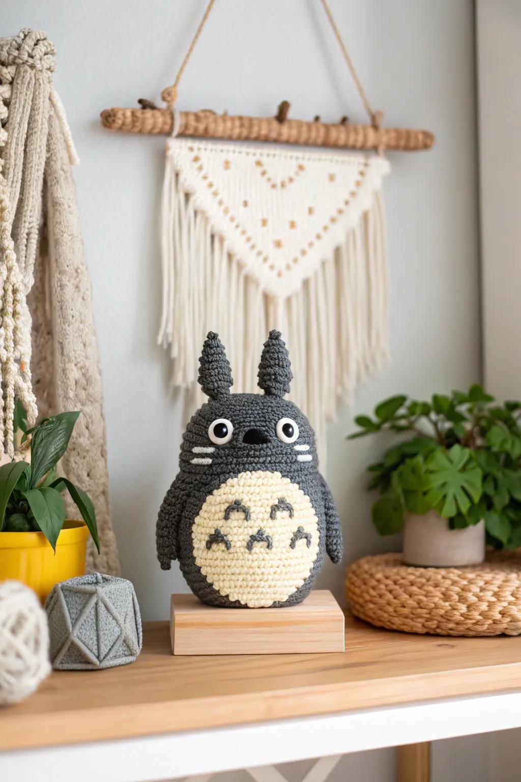 Capture the magic of Studio Ghibli with this charming Totoro perler bead creation - a perfect blend of minimalist style and boho charm.