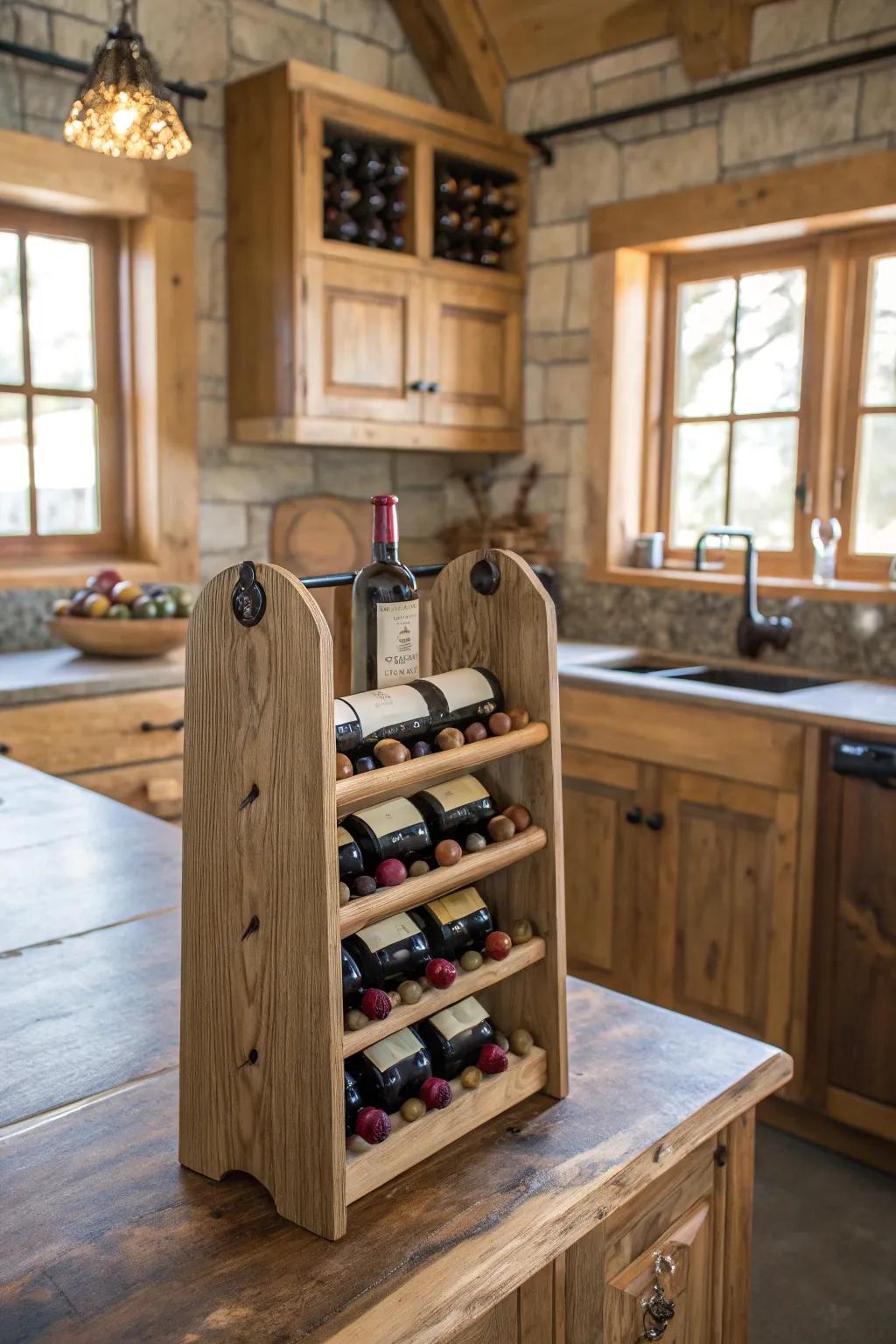 Celebrate with a stylish wooden wine rack.