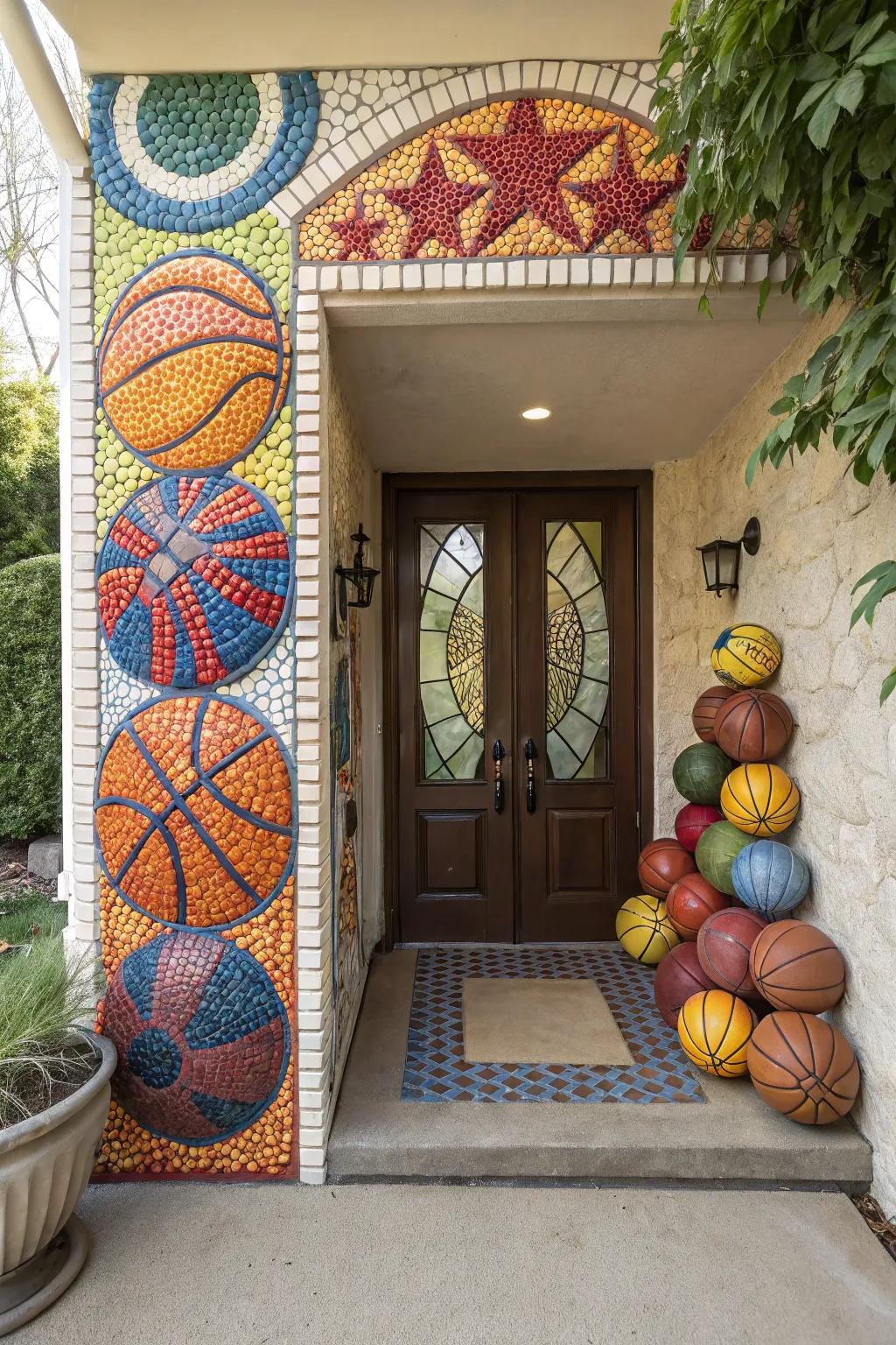 Make a statement with a colorful ball mosaic.